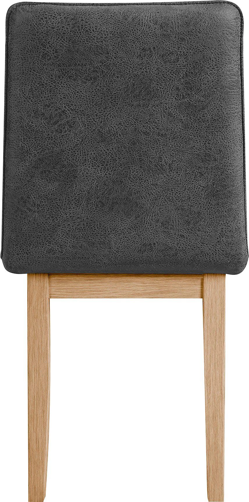 Home affaire Eetkamerstoel Beluna gestoffeerde stoel eetkamer bestseller Frame en poten van massief eiken, modern landhuis (set, 2 stuks)