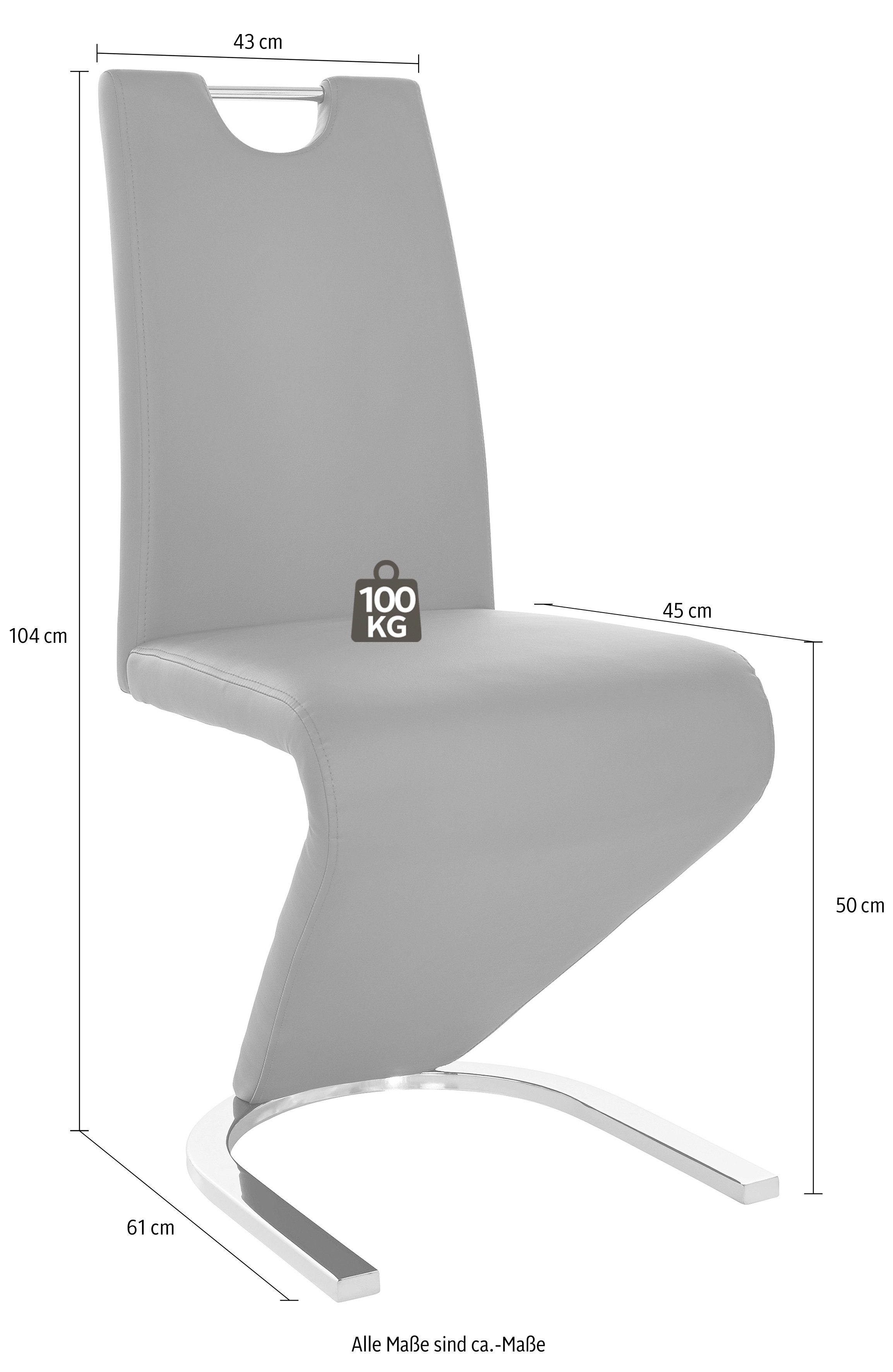 Home affaire Eetkamerstoel Monza Bekleding in imitatieleer, rugleuning met handgreep voor eenvoudig terugtrekken (set, 2 stuks)
