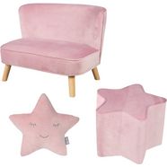 roba kinderzithoek lil sofa bestaand uit kinderbank, kinderkruk en sierkussen in stervorm (set, 3-delig) roze