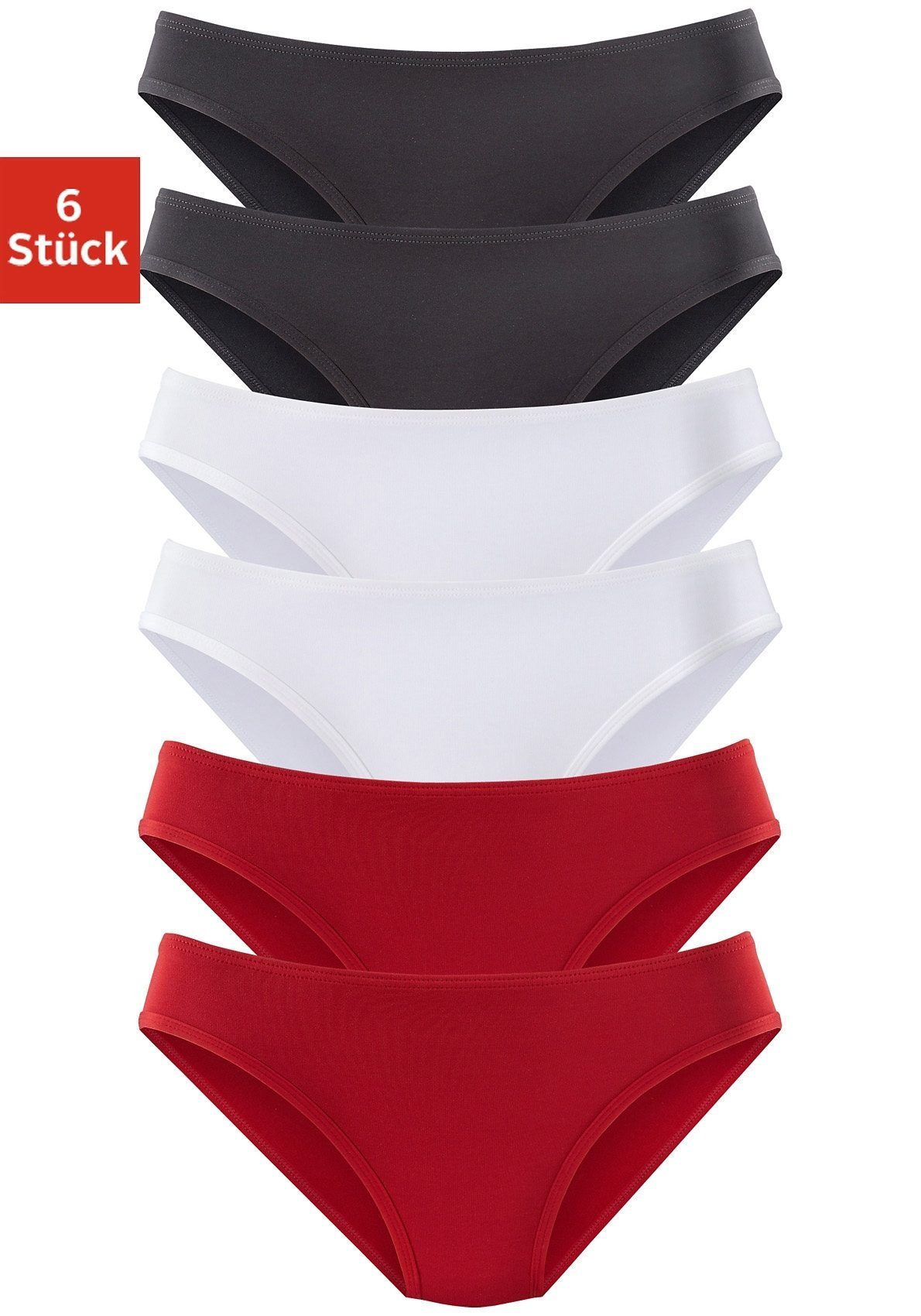 vivance active Jazz-hipsters van zacht microvezel (6 stuks, Set van 6) dames slips maat 40/42 multicolor