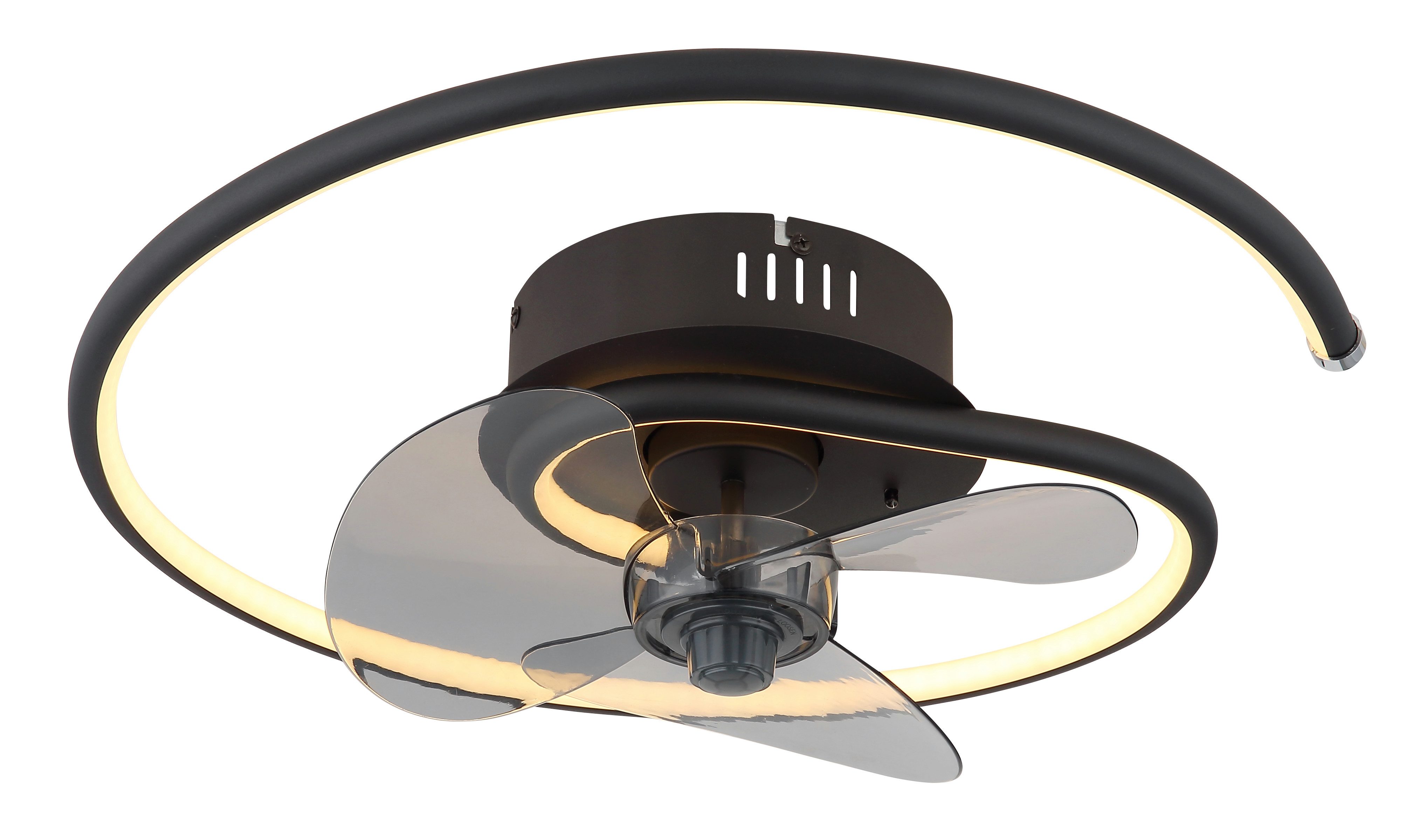 Globo Lightning Plafondlamp KOREN plafondventilator Plafondventilator metaal zwart mat, LED (1 stuk)