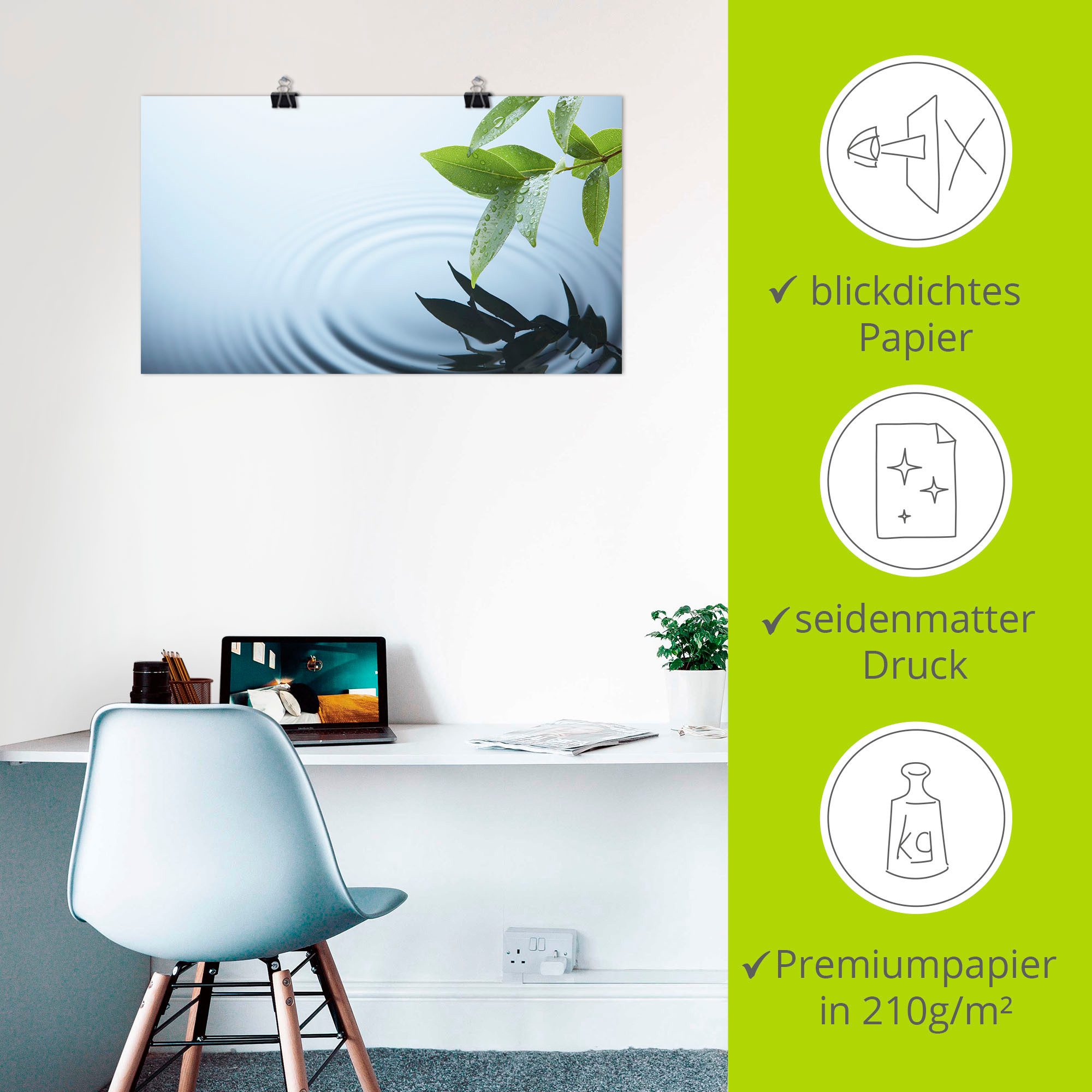 Artland Poster Plant en water als artprint van aluminium, artprint op linnen, muursticker of poster in verschillende maten
