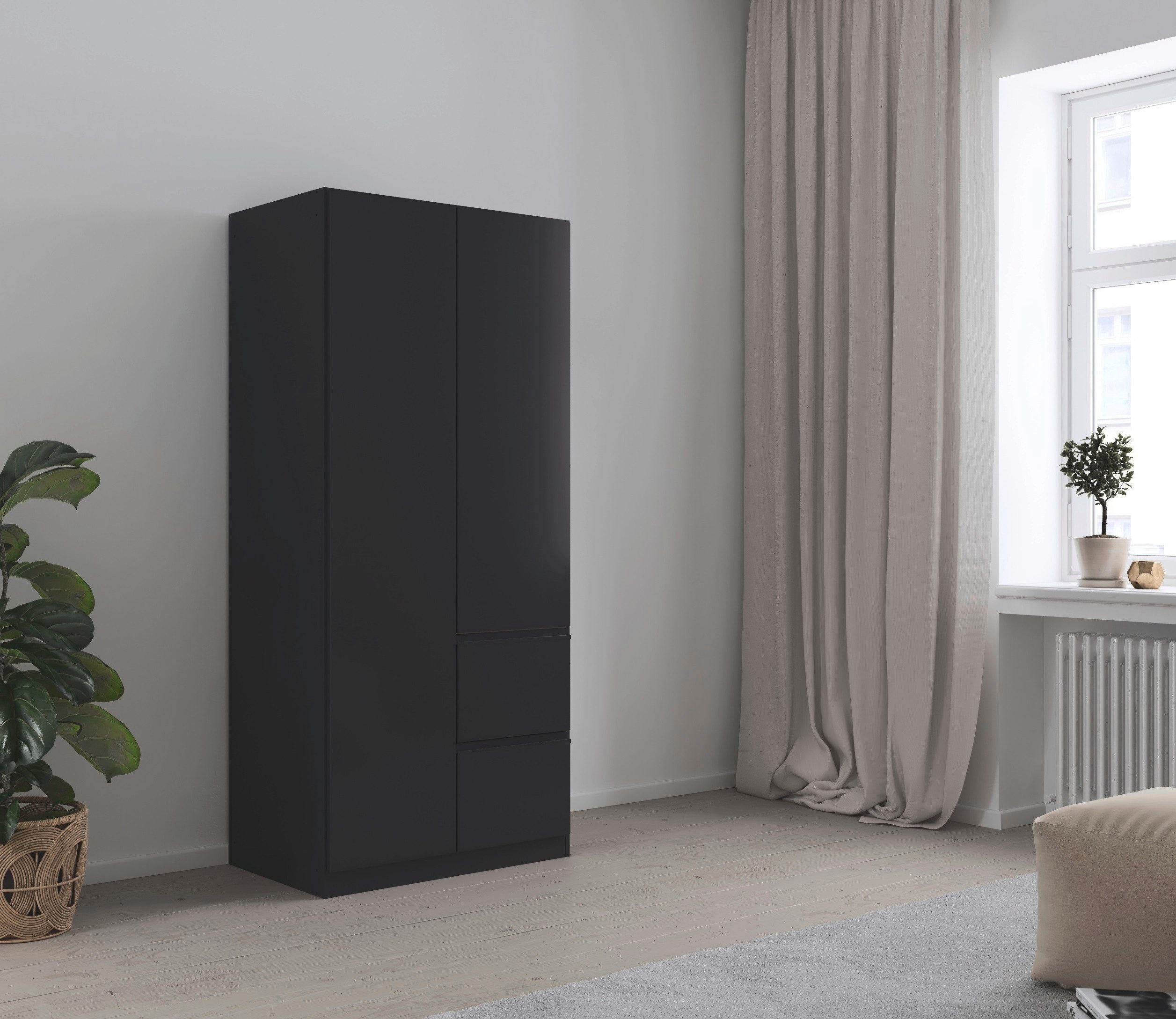 rauch Draaideurkast Kledingkast Kast Garderobe Wasmand COSTA Breedte 91 cm greeploze front met push-to-open functie MADE IN GERMANY