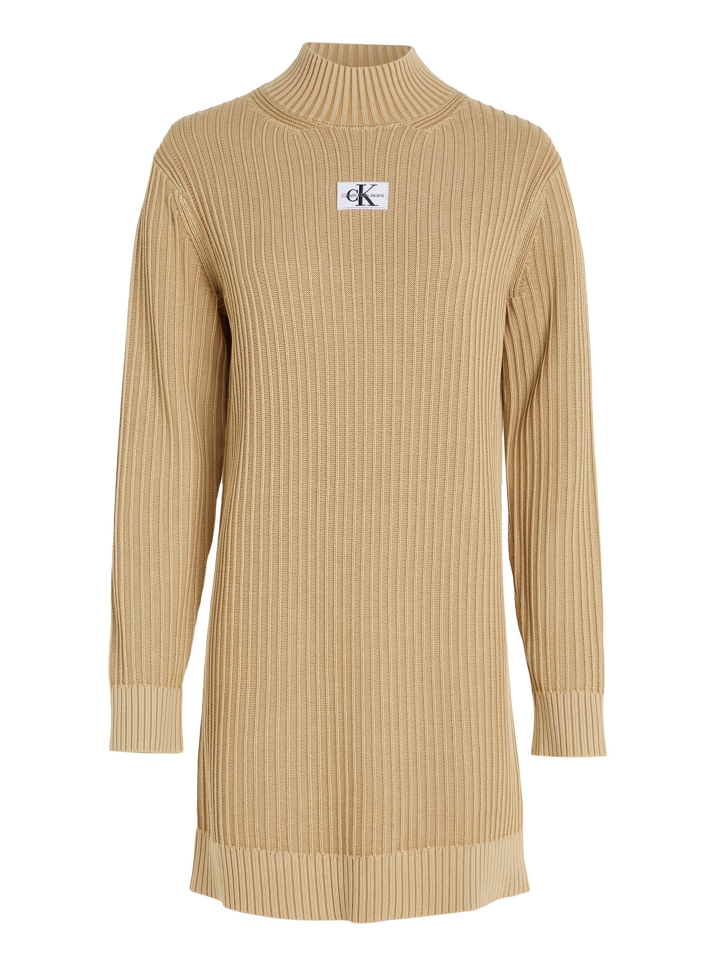 Calvin Klein Gebreide jurk WASHED MONOLOGO SWEATER DRESS