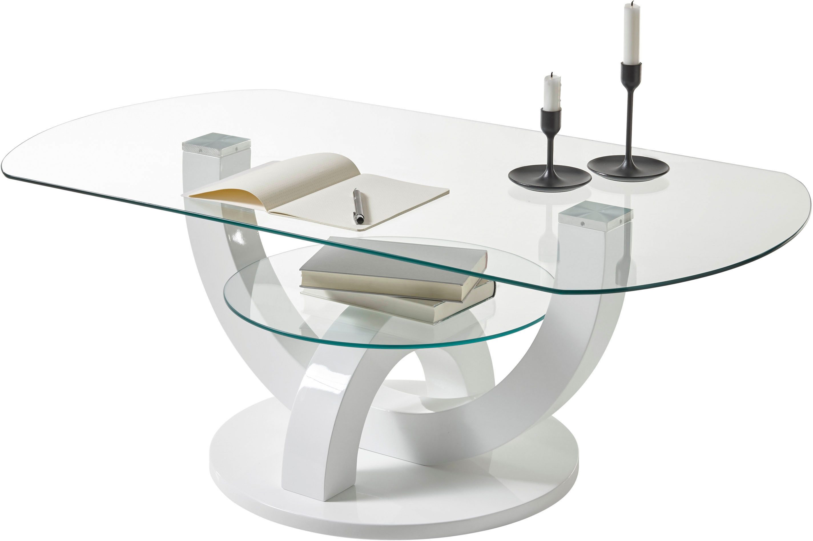 OTTO Stolkom Salontafel Boston, TOPSELLER! Glas tafel, tafel met U-vorm frame in wit hoogglans salontafels wit