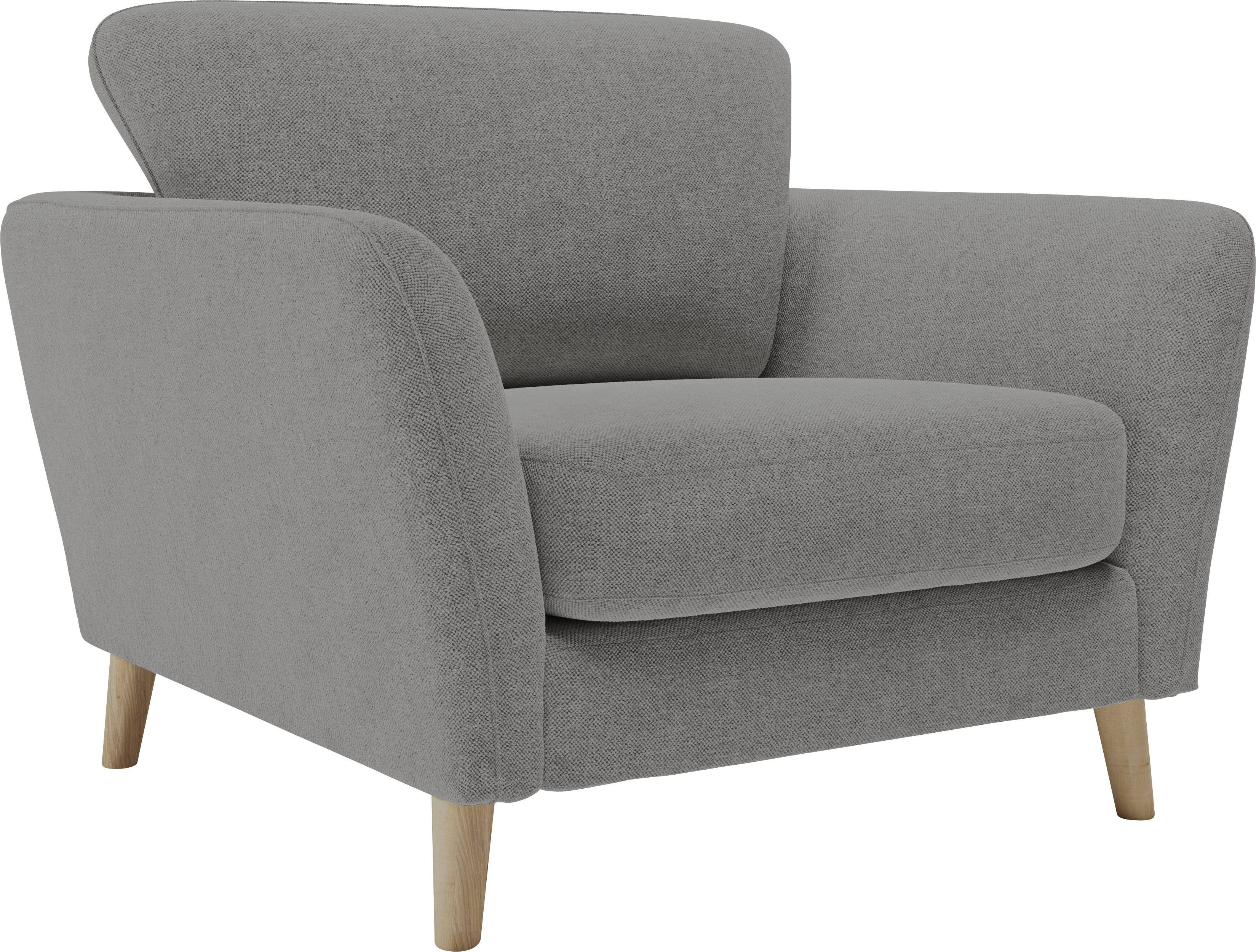 Home affaire Fauteuil Marseille Massief houten poten eiken, landhuisstijl, golfvering