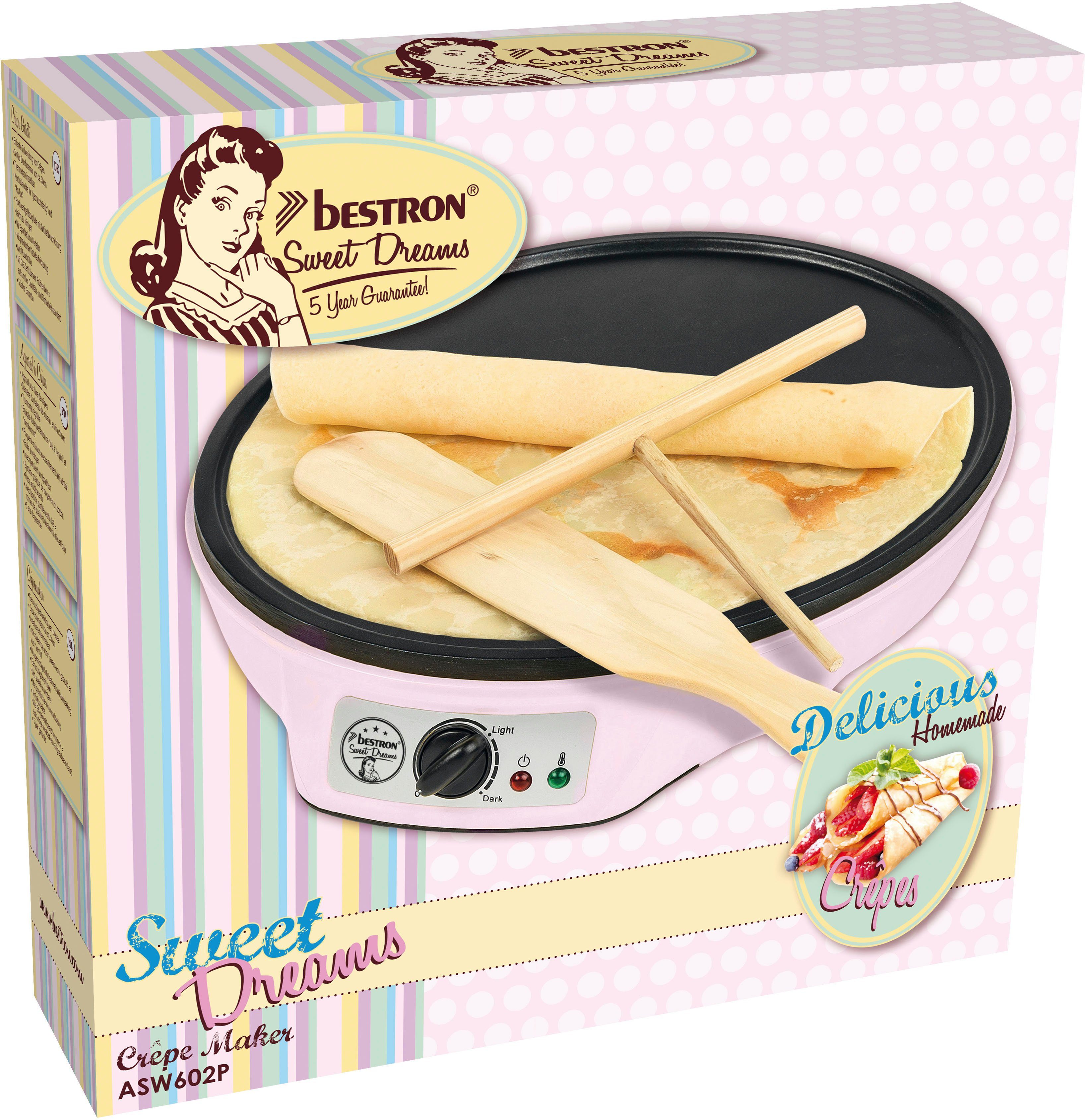 bestron Crêpe maker ASW602 Sweet Dreams inclusief deegverdeler & crêpesspatel, antiaanbaklaag