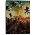 reinders! artprint aluminium artprint abstract portret palmbomen - kunst - kleurrijk (1 stuk) multicolor