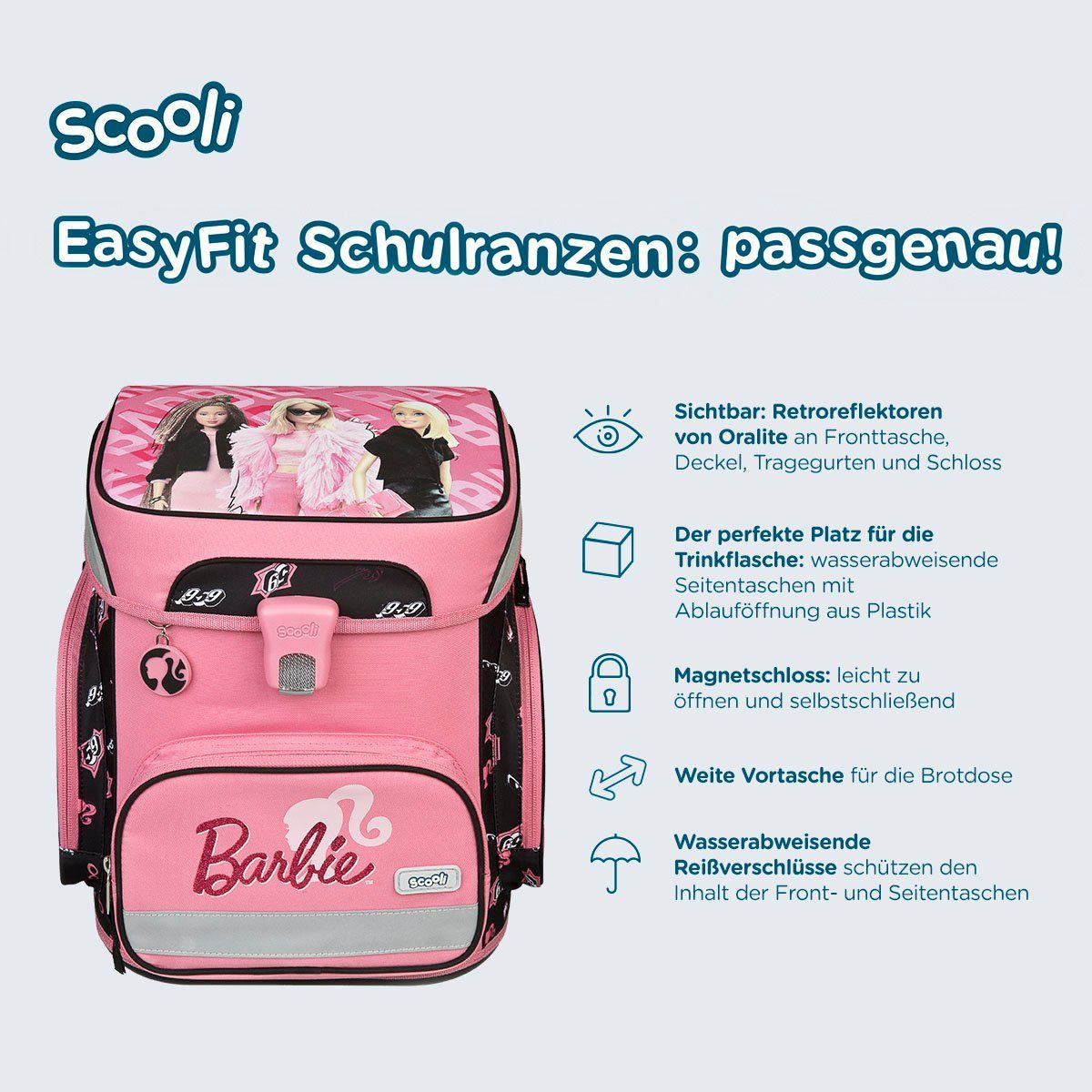 Scooli Schooltas EasyFit, Barbie (5-delig)