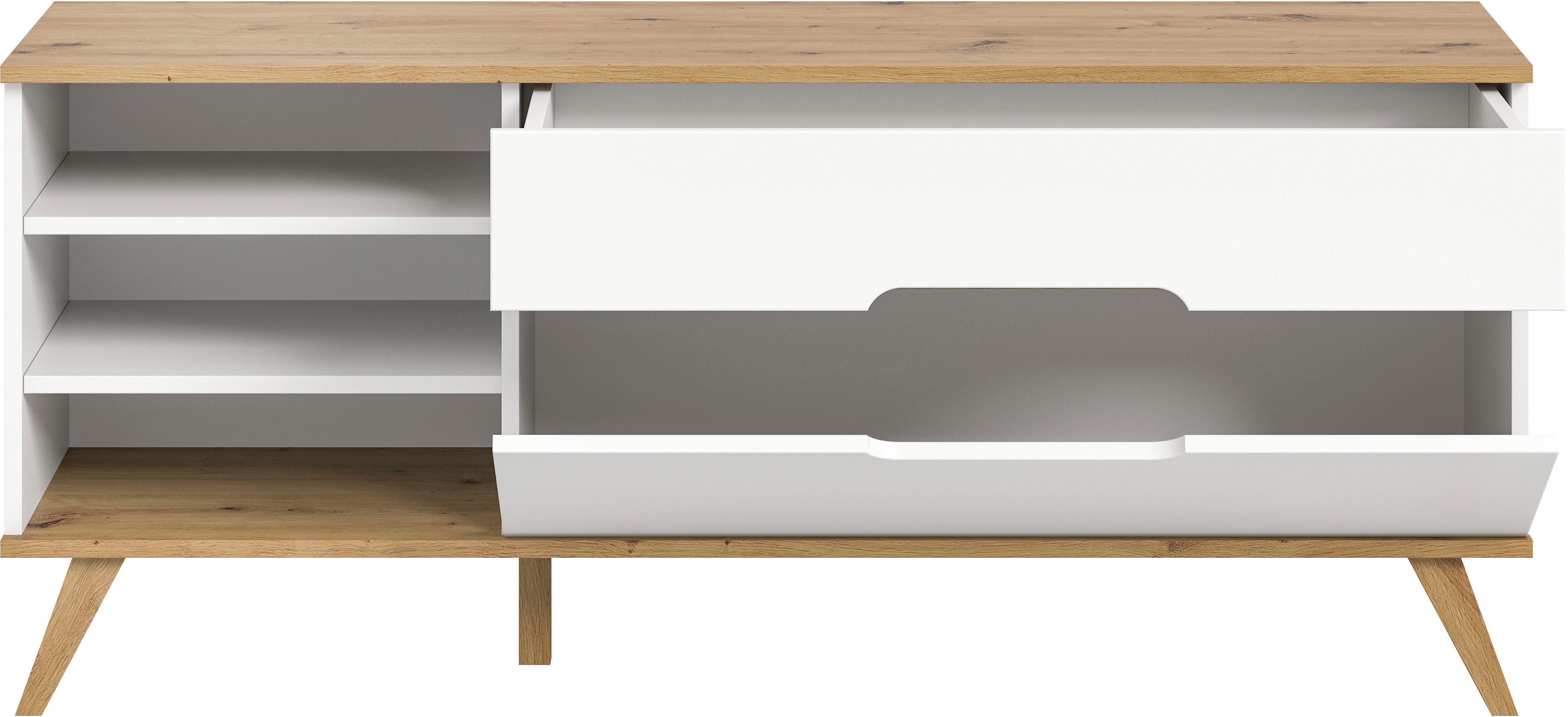 Home affaire Tv-meubel Alesund, Breedte 140 cm, 1 Deurtje, 1 Lade, conische voet Scandi-look, TV-meubelen, TV-kast, TV-lowboard, mediaboard, woonmeubelen