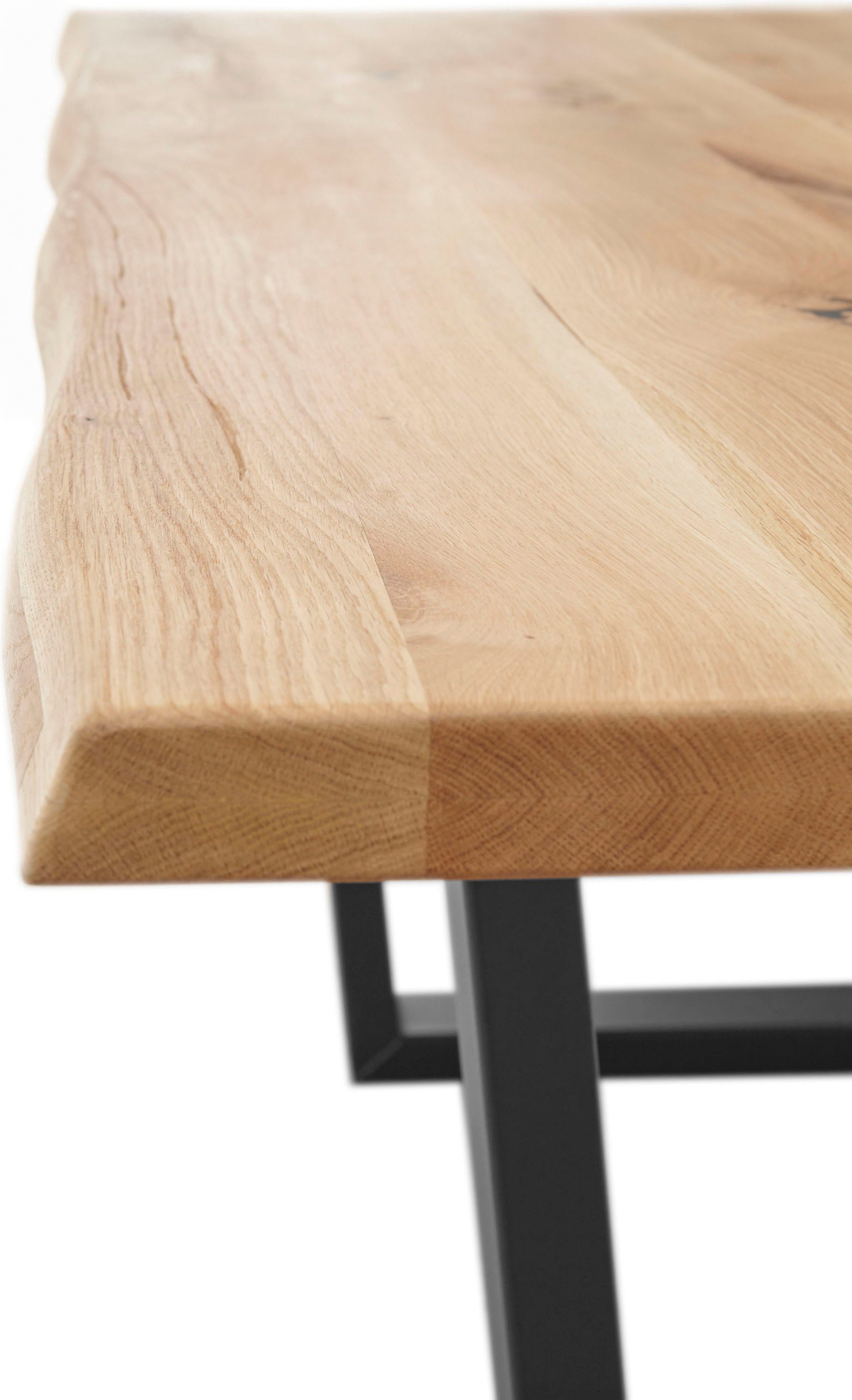 Stolkom Eettafel Benny Eik massief hout, tafel met boomrand