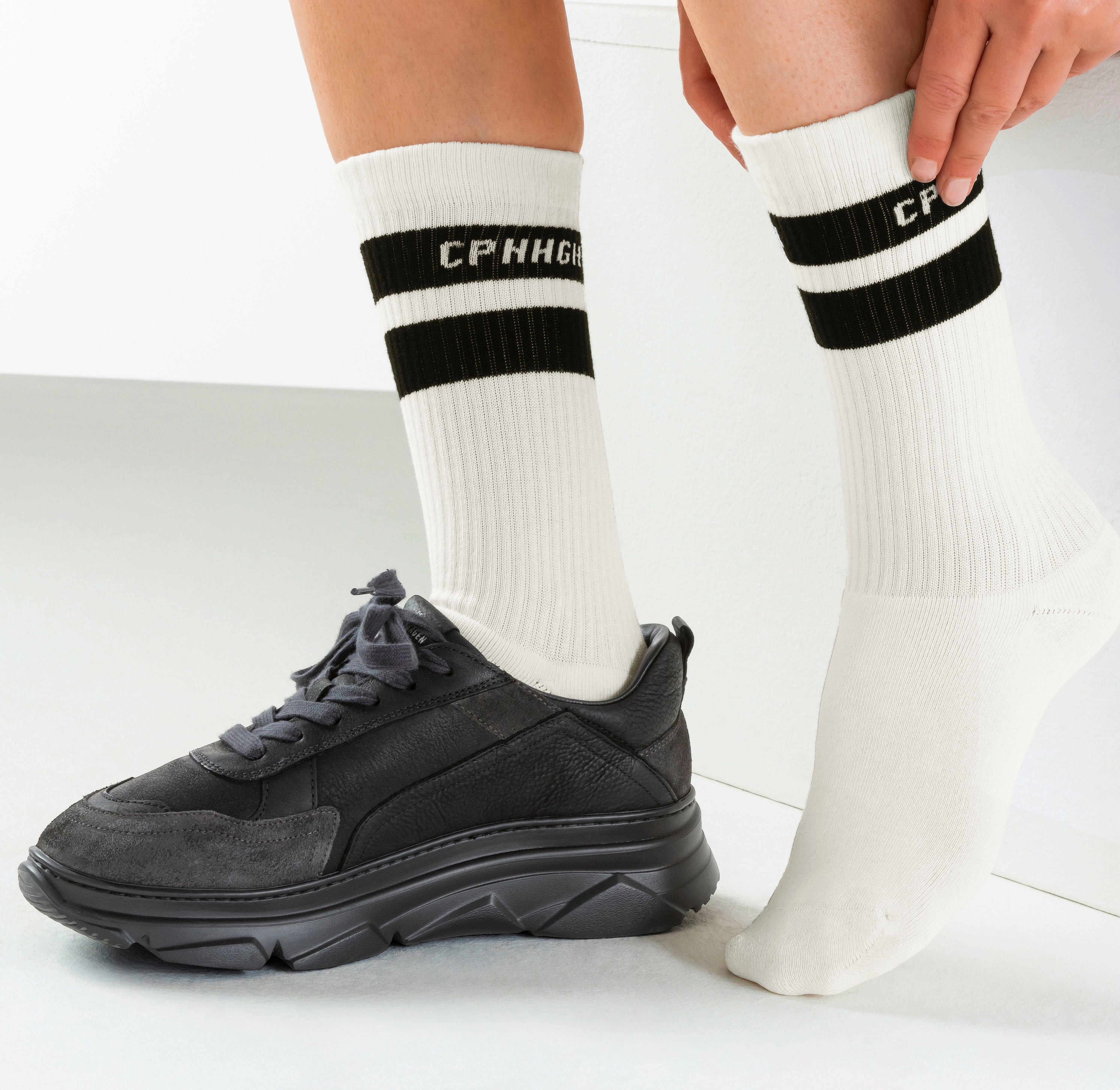 Copenhagen Studios Tennissokken met strepenpatroon en volle frotté (set, 3 paar)