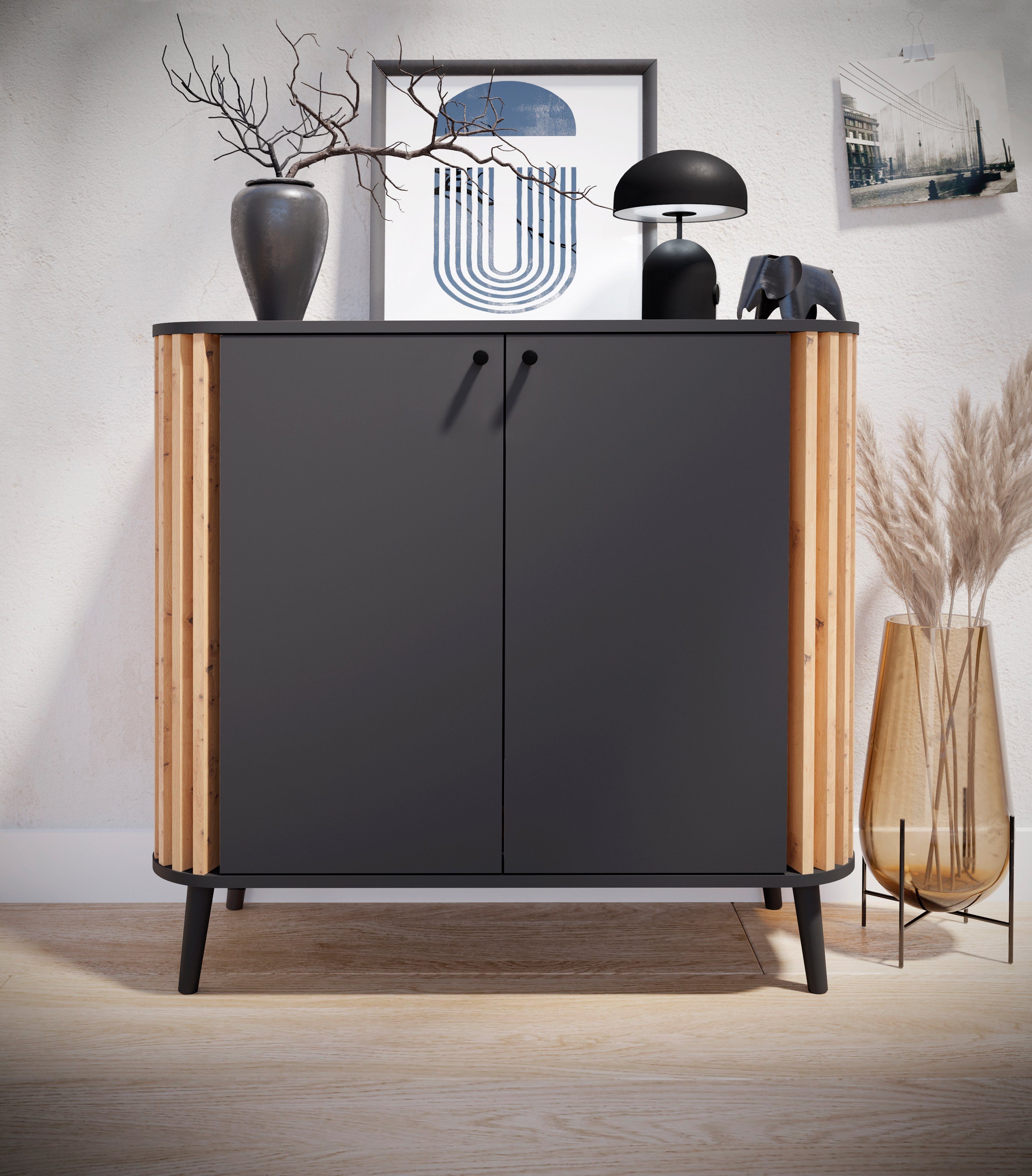 INOSIGN Kast Stavanger, Breedte 92 cm, Paneel-stokjes-uitstraling, 2 Deuren, 2 Vakken (1 stuk)