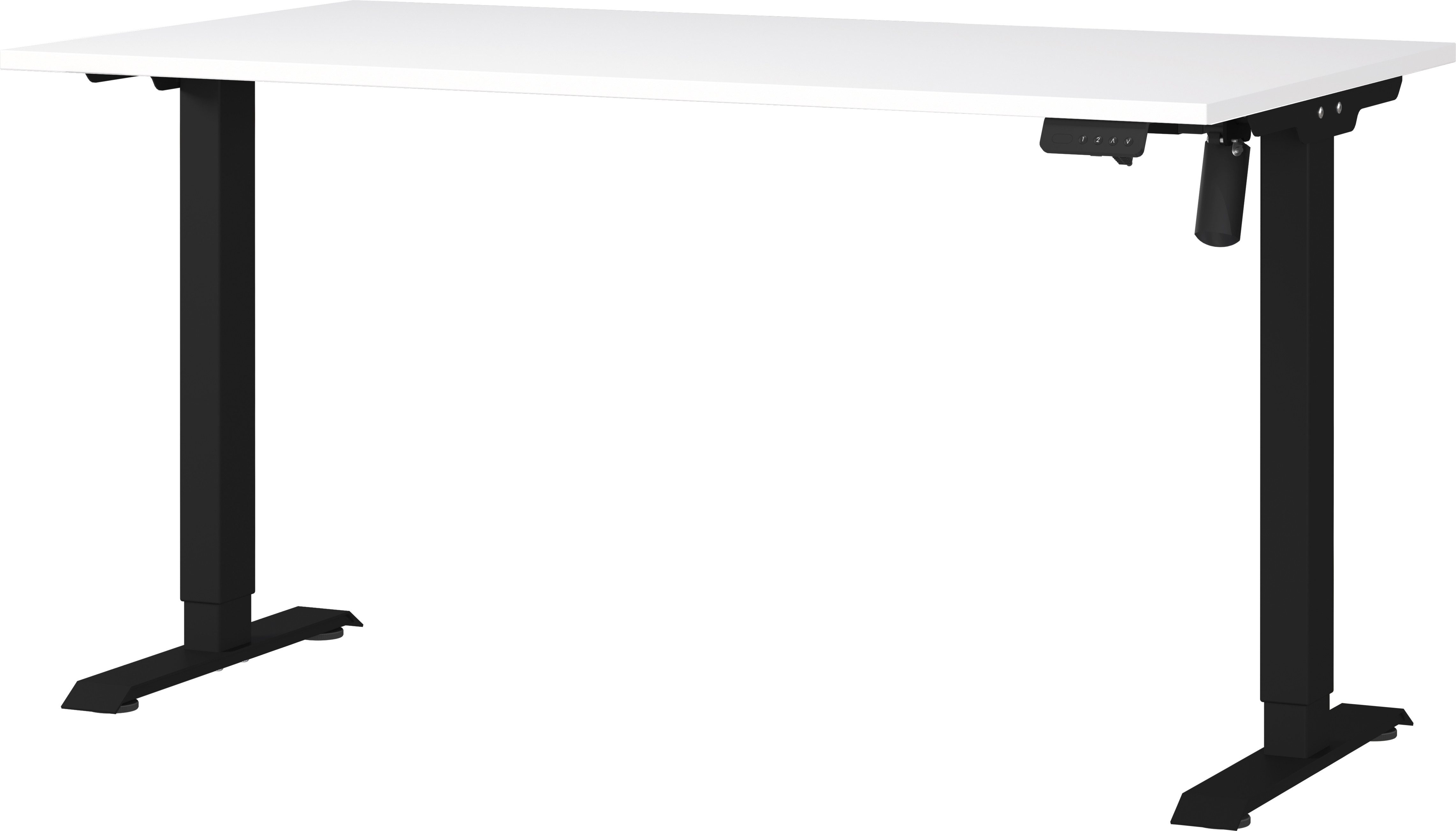 GERMANIA Bureau Boras, elektrisch in hoogte verstelbaar Breedte 120/140/160 cm, metalen frame, Made in Germany bureaus maat 140 cm x 72 cm x 80 cm