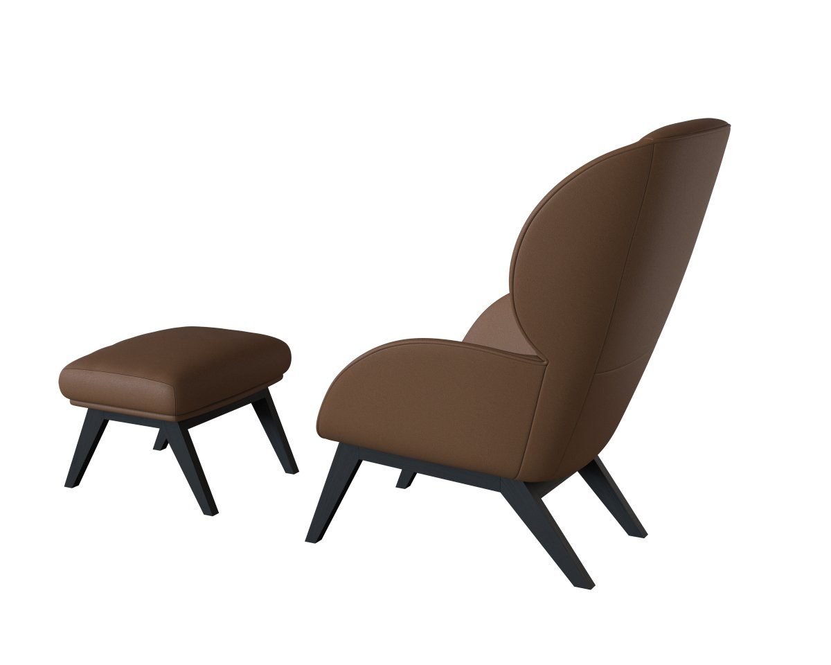 FLEXLUX Oorfauteuil Adria designstoel, loungestoel, Stijl & comfort, organische vorm, zwarte houten voet