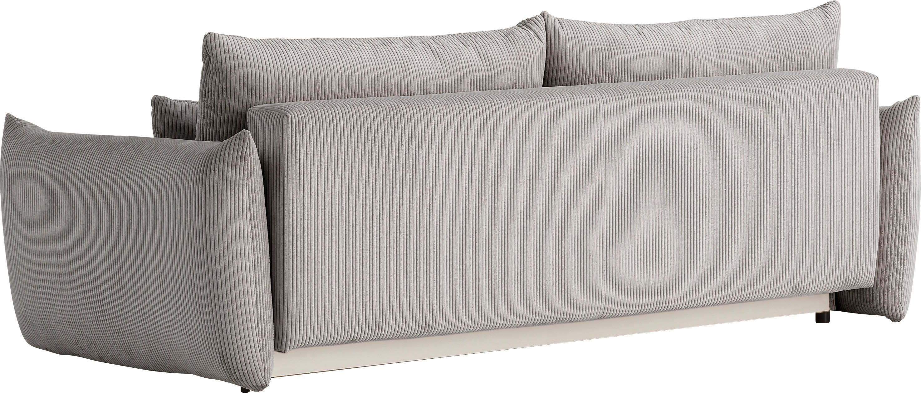 INOSIGN 3-zitsbank MAVAS slaapbank met bedlade ca. 240/108 cm (ligoppervlak 212/145 cm), ribfluweel, chenille, structuur
