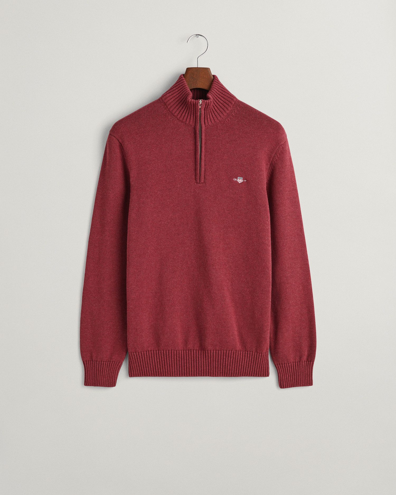 Gant Schipperstrui CASUAL COTTON HALFZIP met geborduurd grafisch logo op de borst