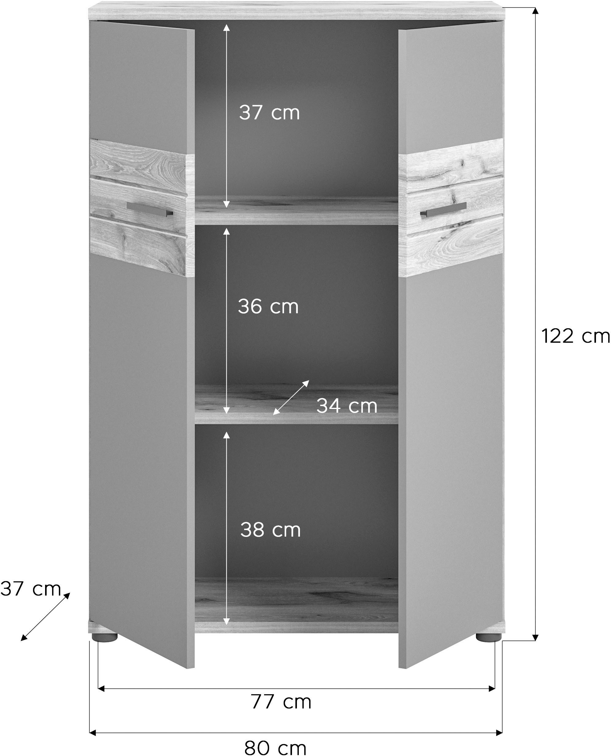 INOSIGN Archiefkast Riga, Breedte 80cm, in Nox Eik nabootsing en Basaltgrijs