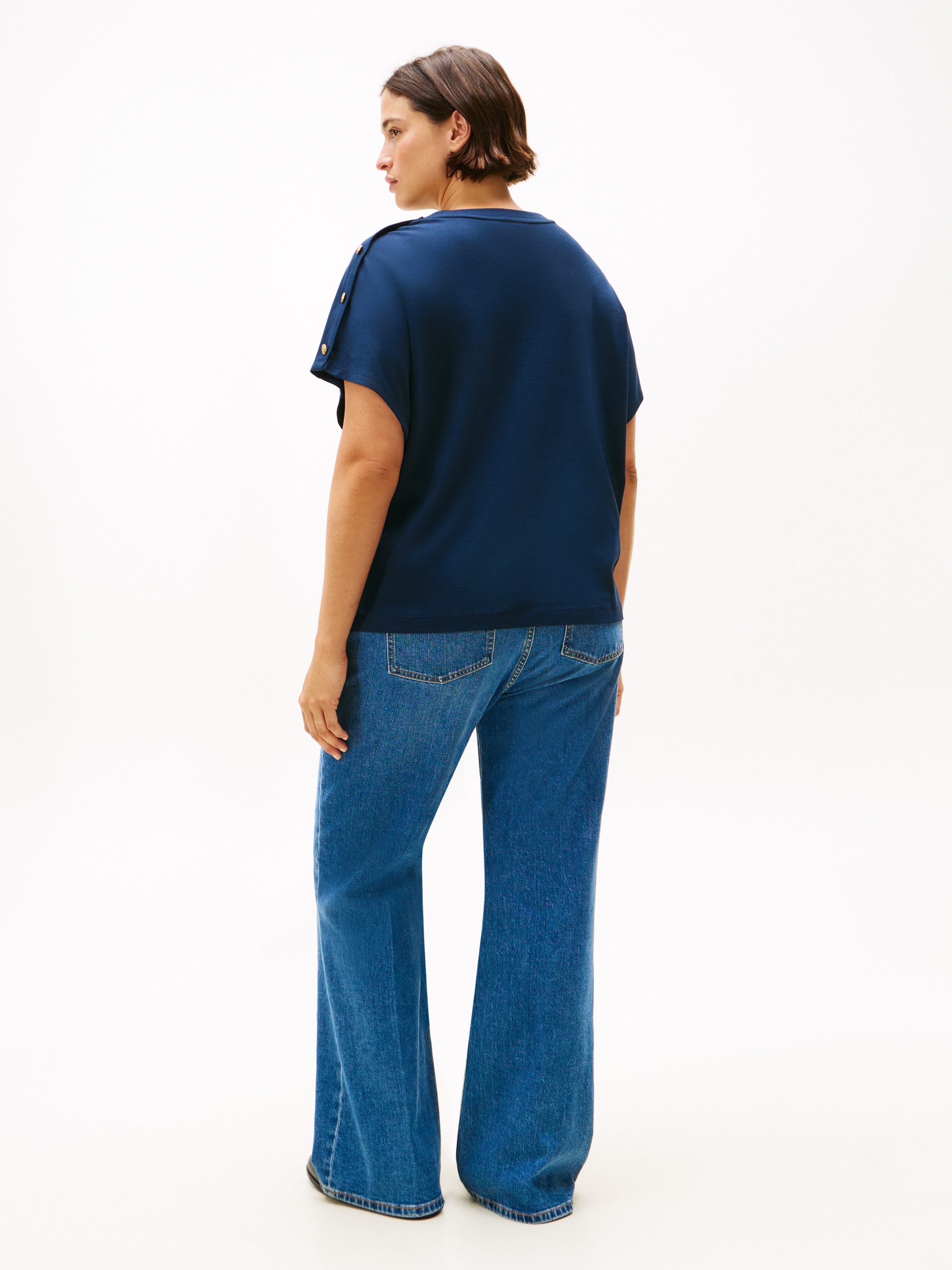 Tommy Hilfiger Curve Shirt met korte mouwen CRV GOLD BUTTON SS TEE