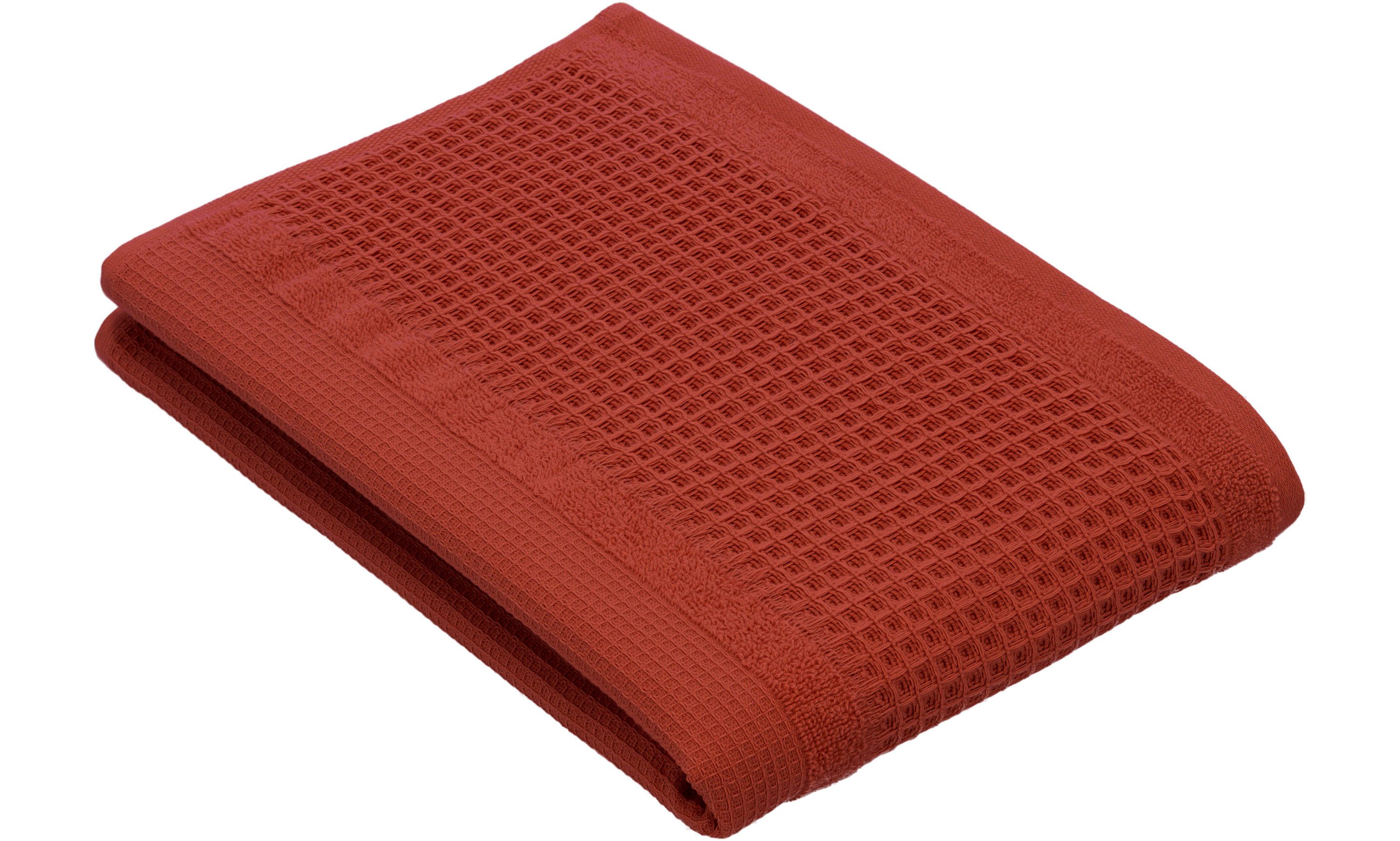 Vossen Badlaken Senses lichte wafelstructuur (1 stuk) handdoeken rood