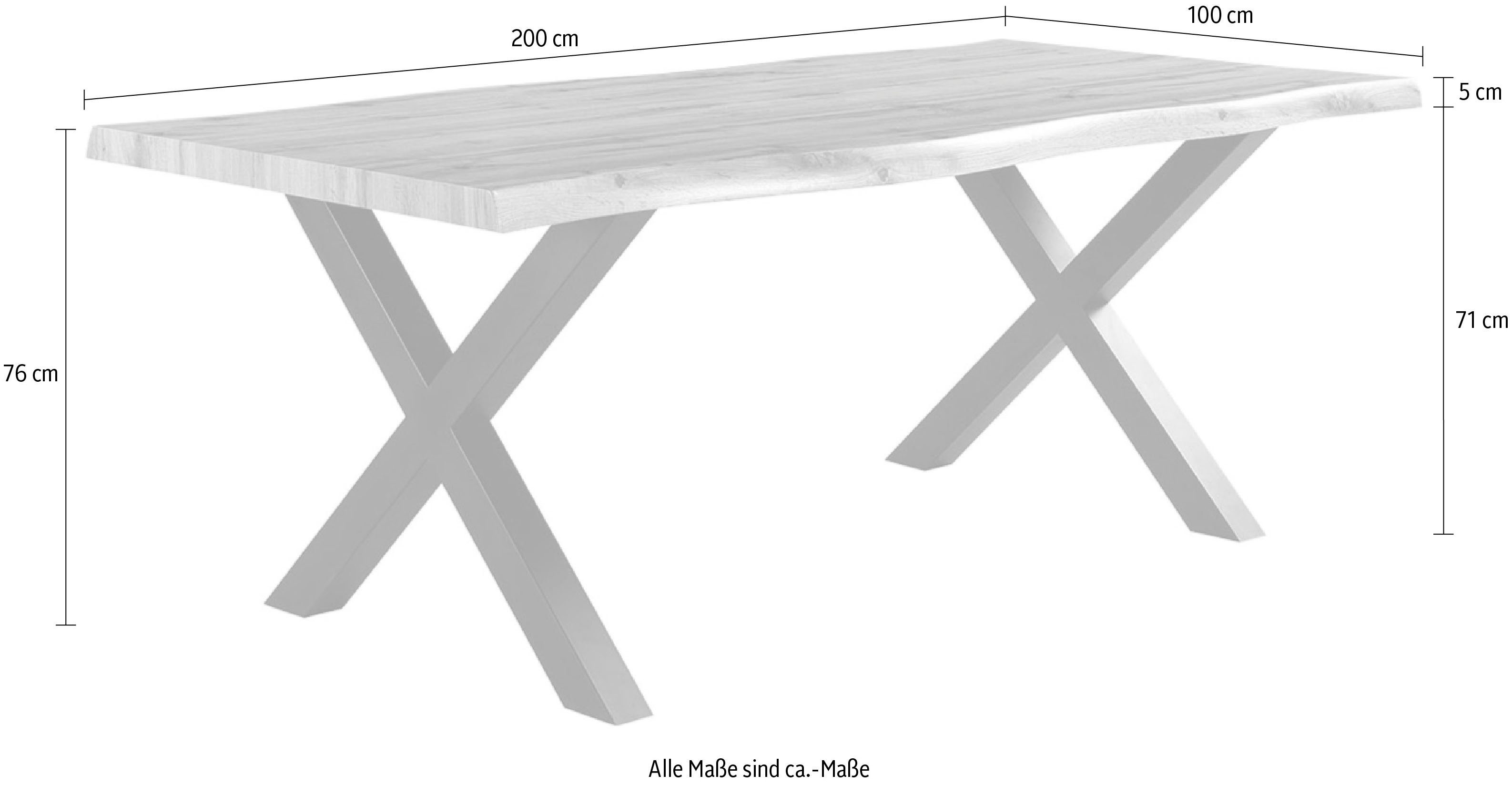 Jockenhöfer Gruppe Eettafel Marlon gebogen boomstam look en zwart onderstel