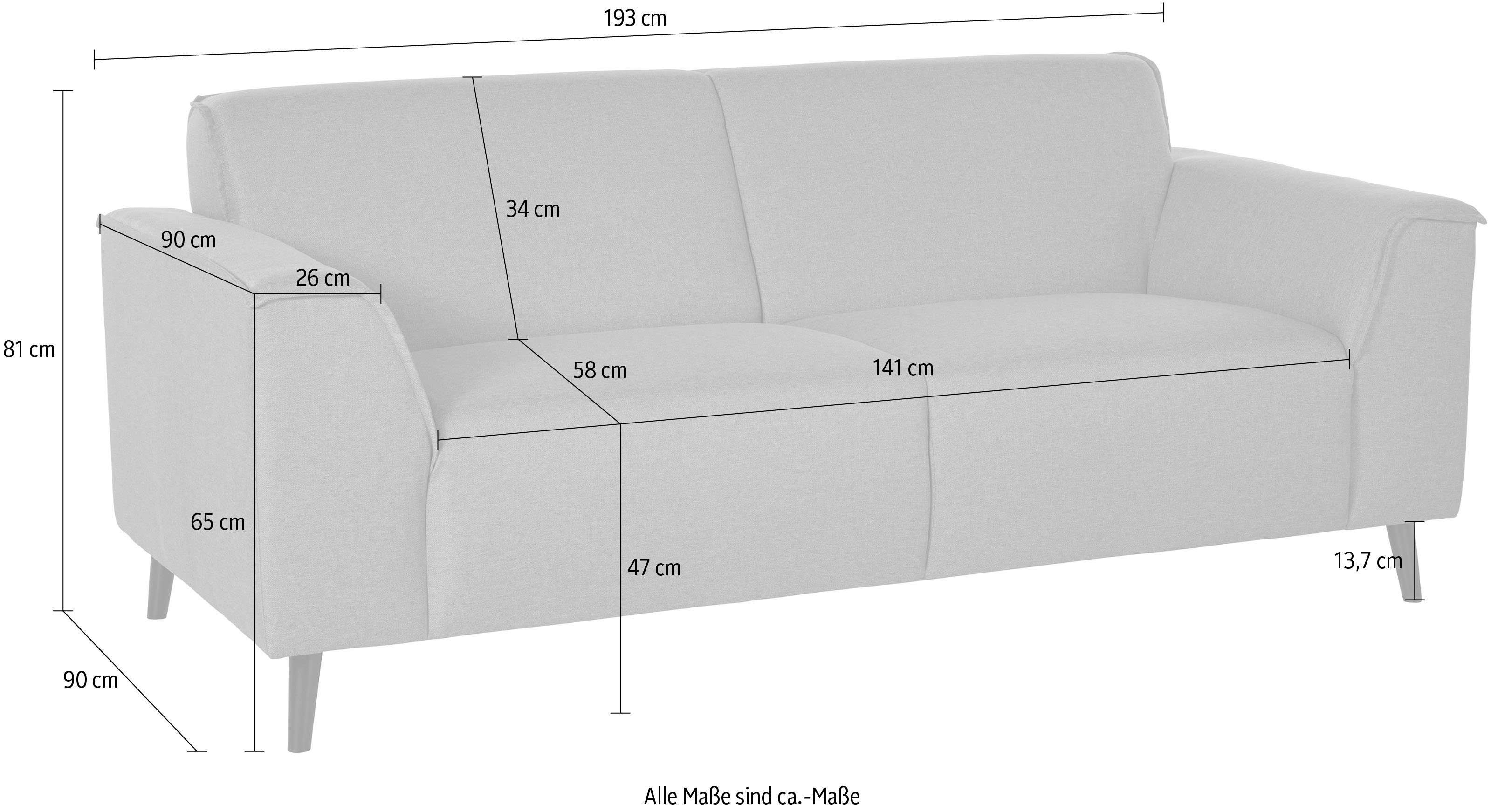 DOMO collection 2,5-zitsbank Amora geweldige afwerkingsdetails, comfortabel,