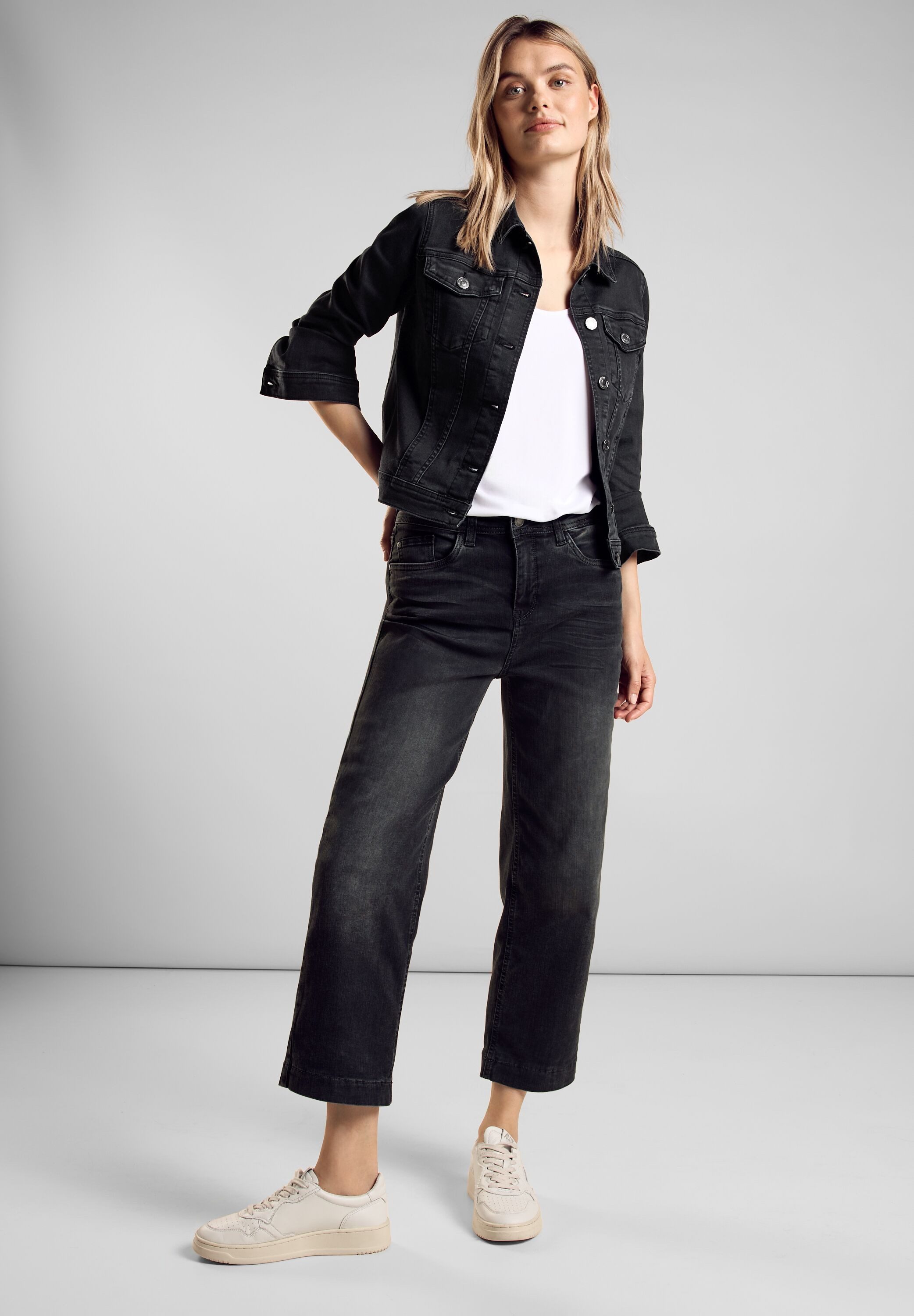 STREET ONE Jeansblazer Jas in gewassen-look