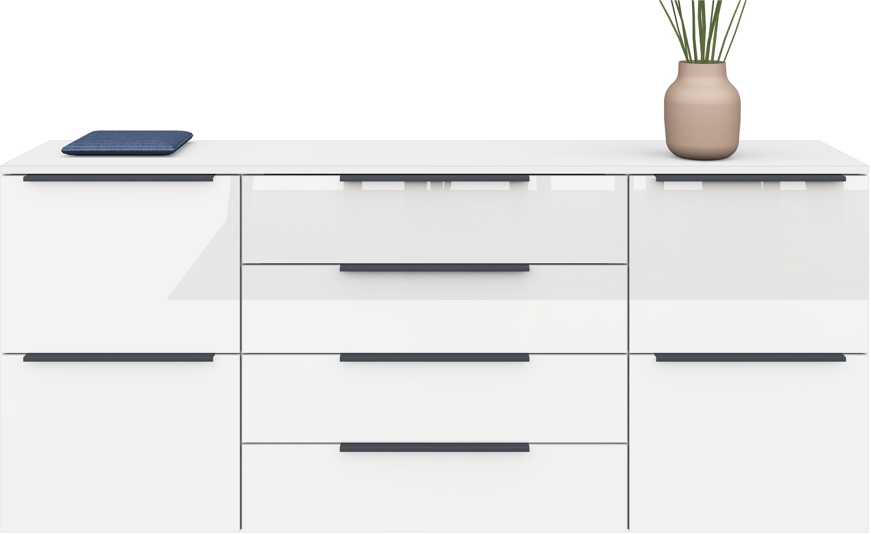borchardt Möbel Dressoir Tom Breedte 166 cm, verstelbare legplanken, gelakte alu-profielgrepen