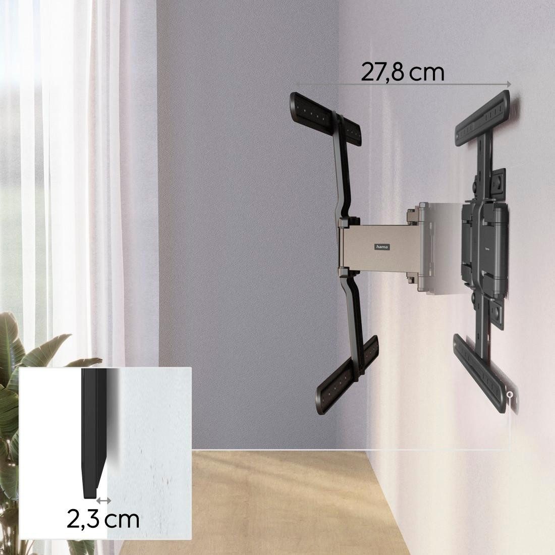 Hama Tv-wandhouder Ultraslank, kantelbaar, volledig beweeglijk, 37“-90", 43, 50, 55, 65, 75