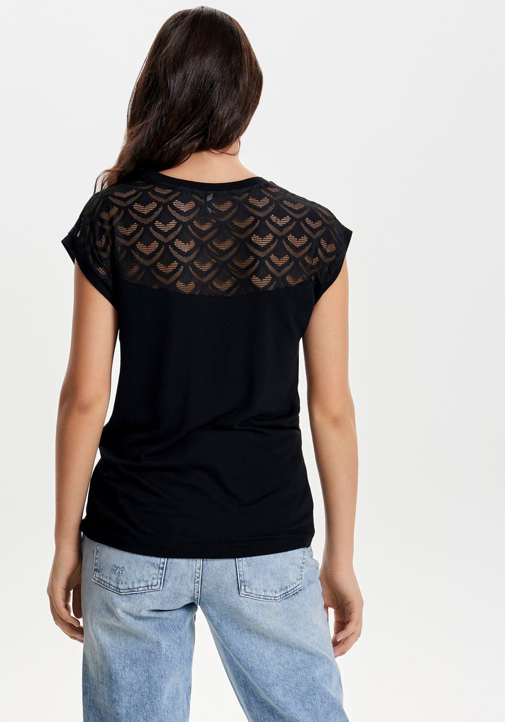 Only Kanten shirt ONLNICOLE LIFE S/S MIX TOP JRS NOOS