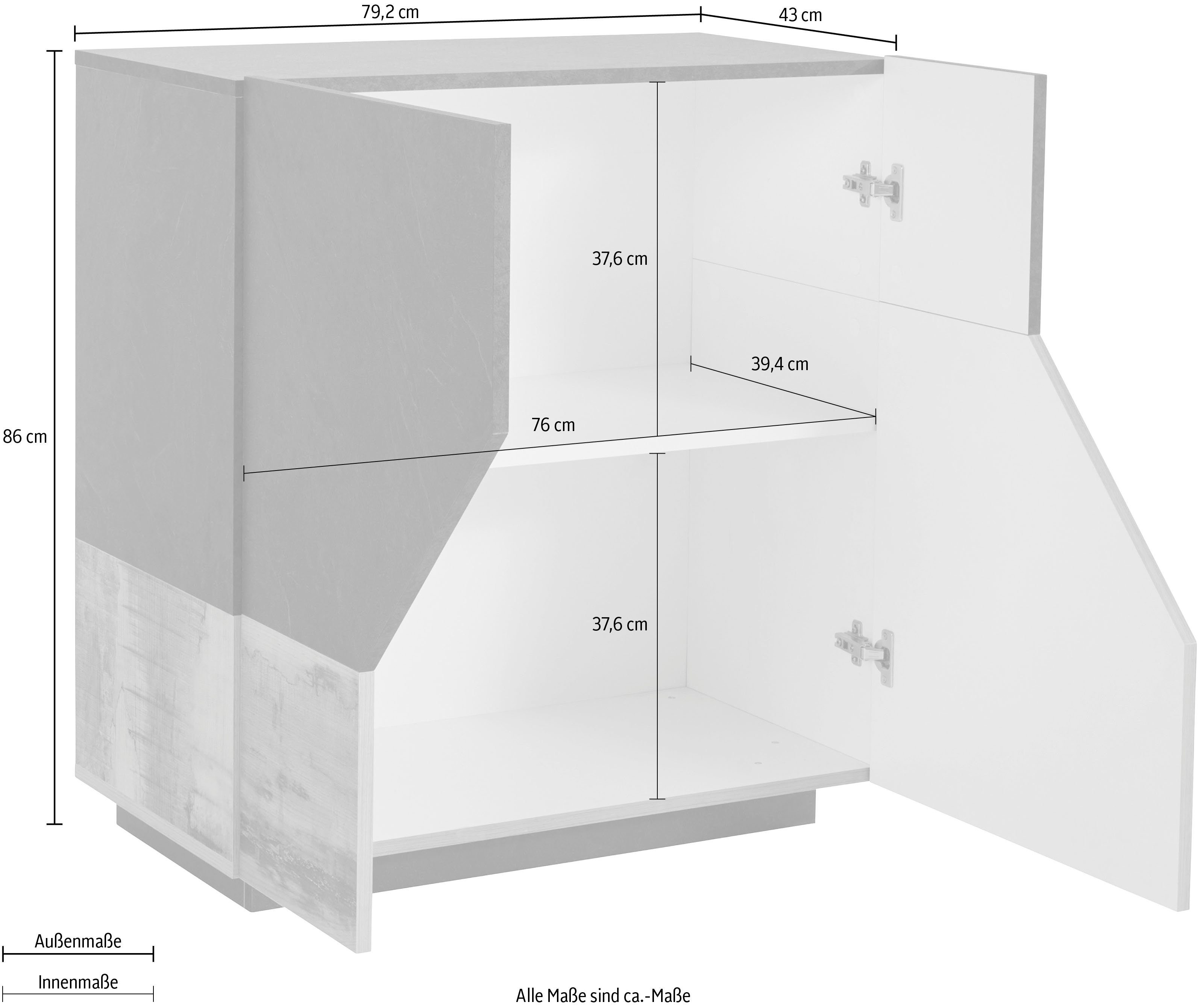 INOSIGN Dressoir ALIEN commode, kast, dressoir met 2 deuren en 2 vakken