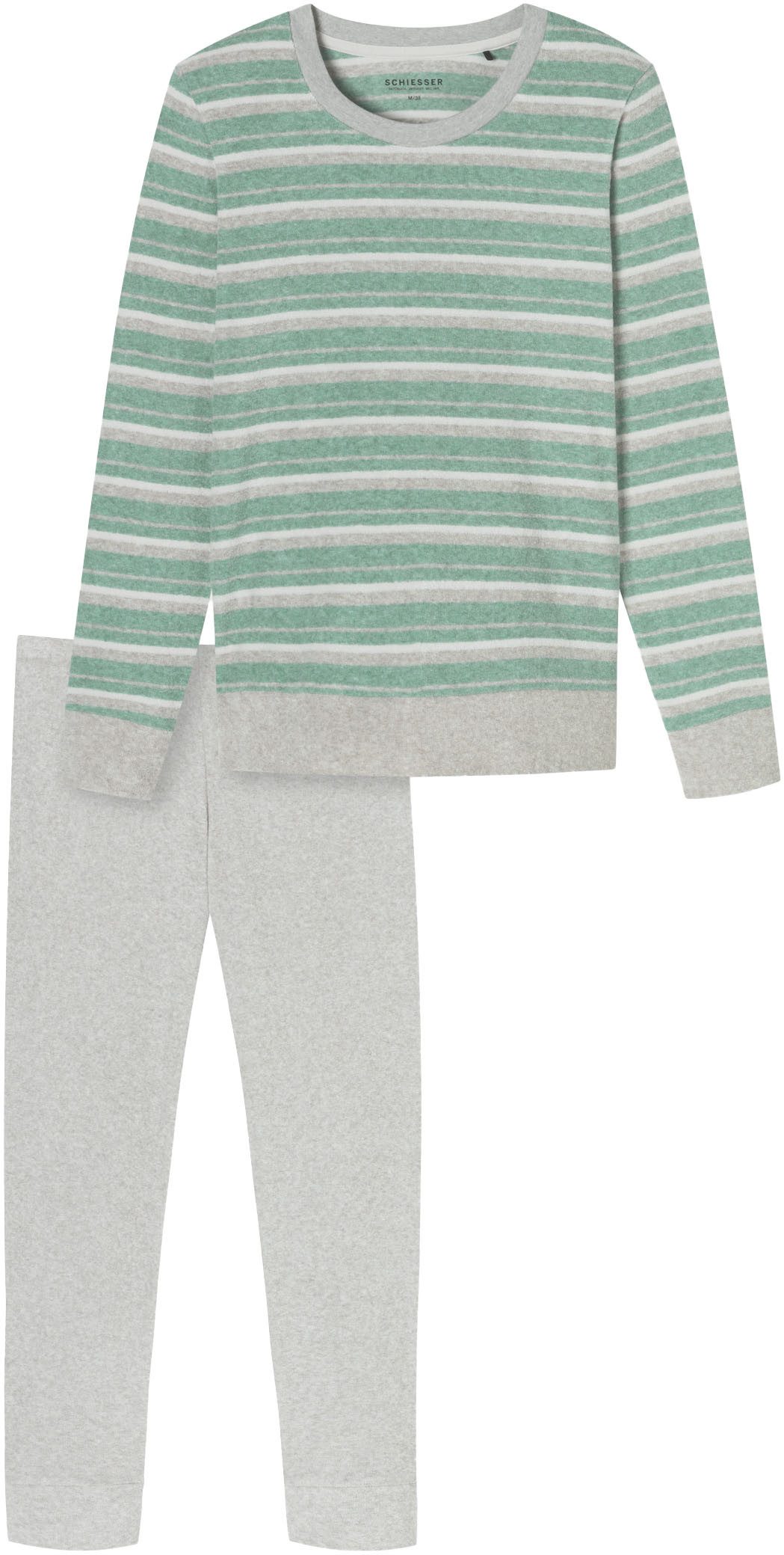 Schiesser Pyjama Casual Essentials met contrastbeleg bij de hals (2-delig)