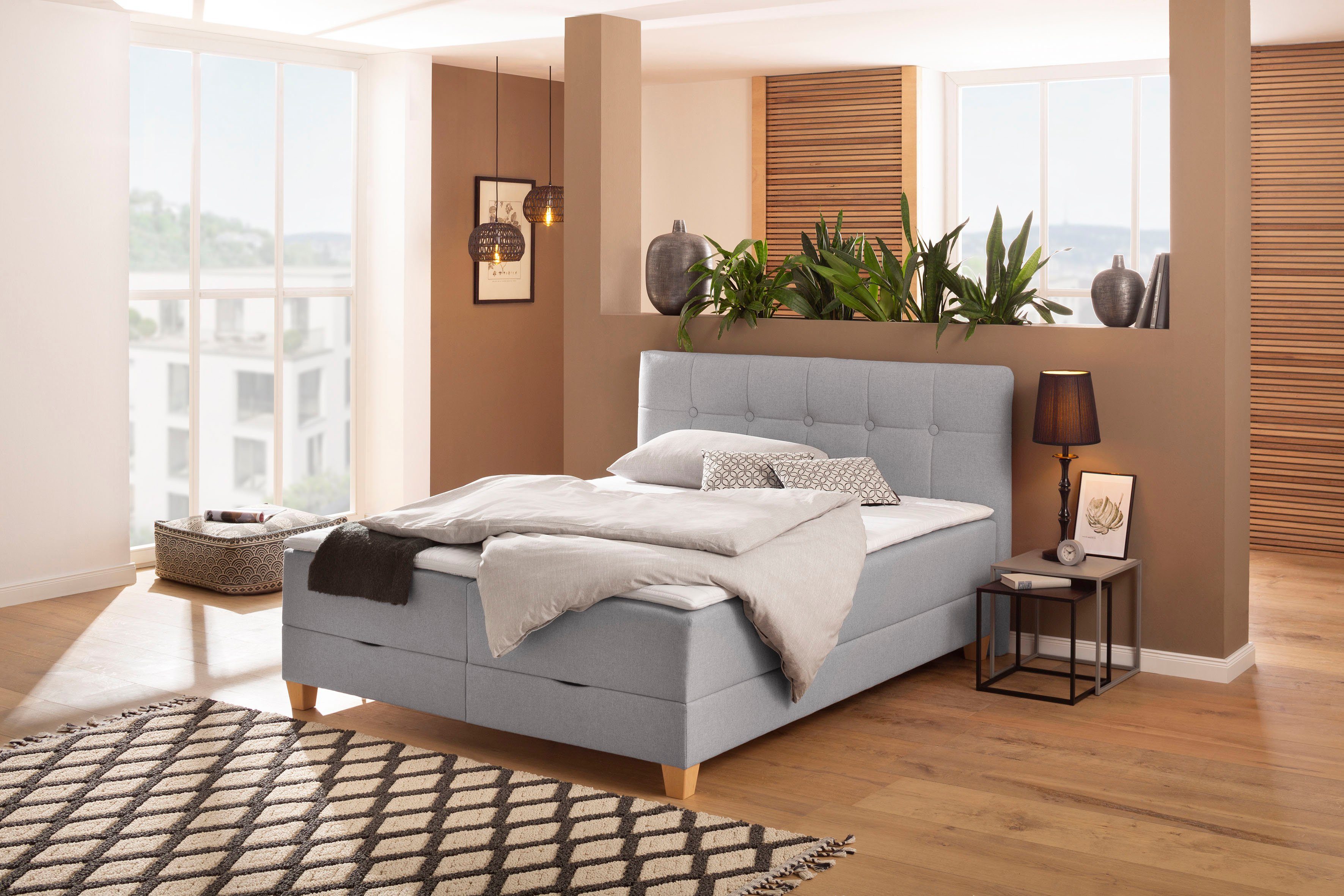 Home affaire Boxspring Lonrai in h2, h3 & h4 en xxl - overlengte 220 cm beschikbaar, incl. topper