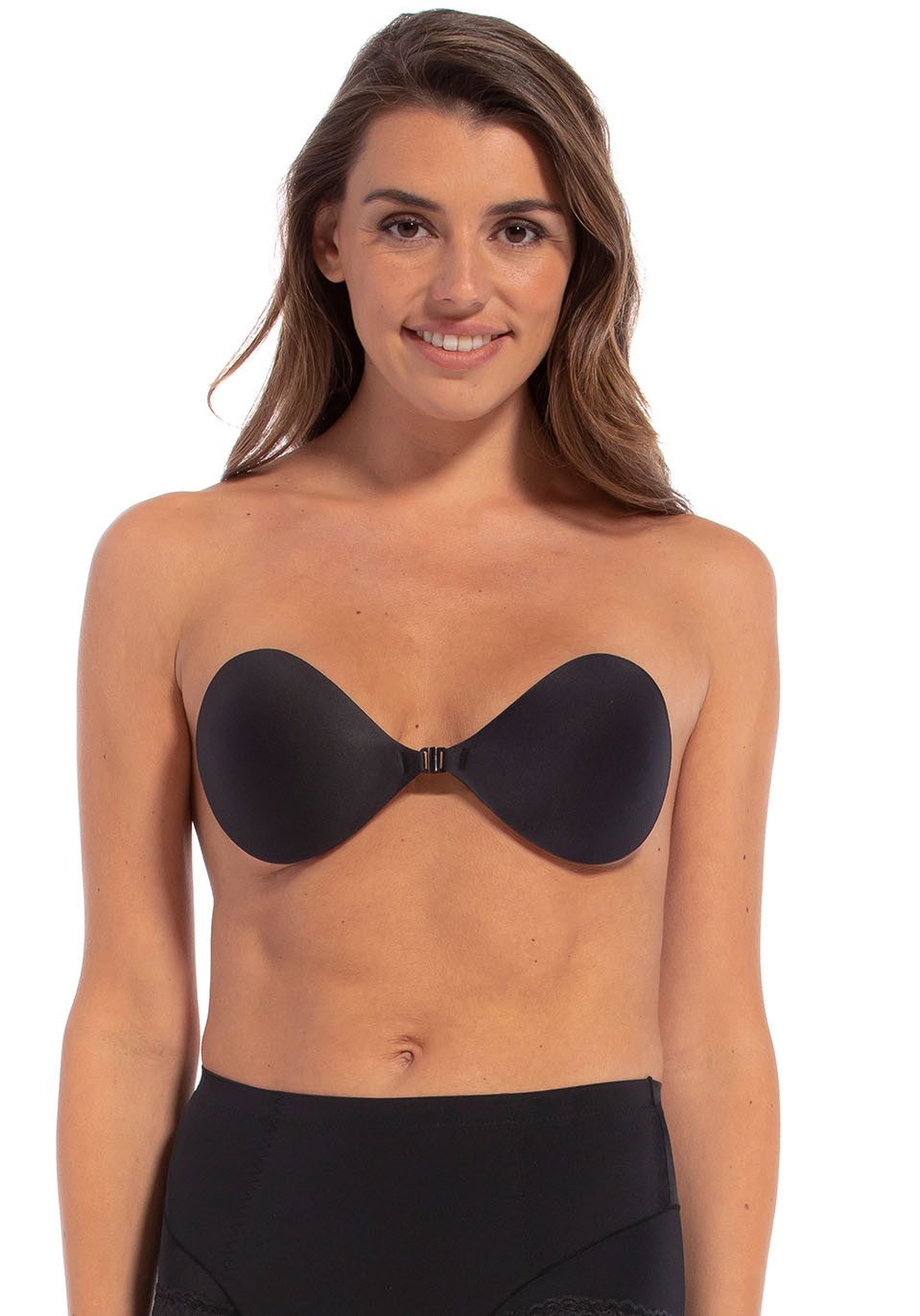Magic Body Fashion Plak-bh Backless Beauty twee gescheiden cups met frontsluiting voor een mooie decolleté dames strapless bh's maat C C zwart