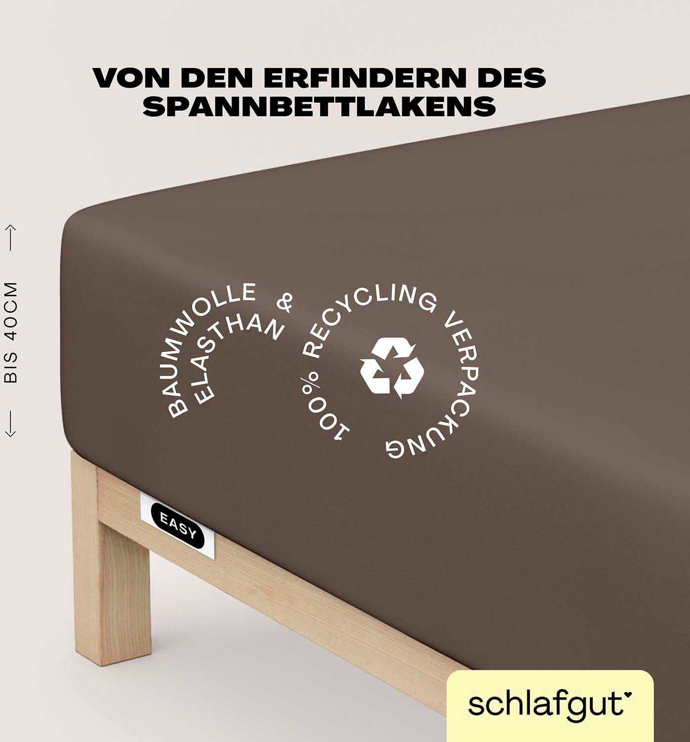 Schlafgut Hoeslaken EASY jersey elastaan boxspring (1 stuk) hoeslakens maat 90-100 cm x 200-220 cm beige