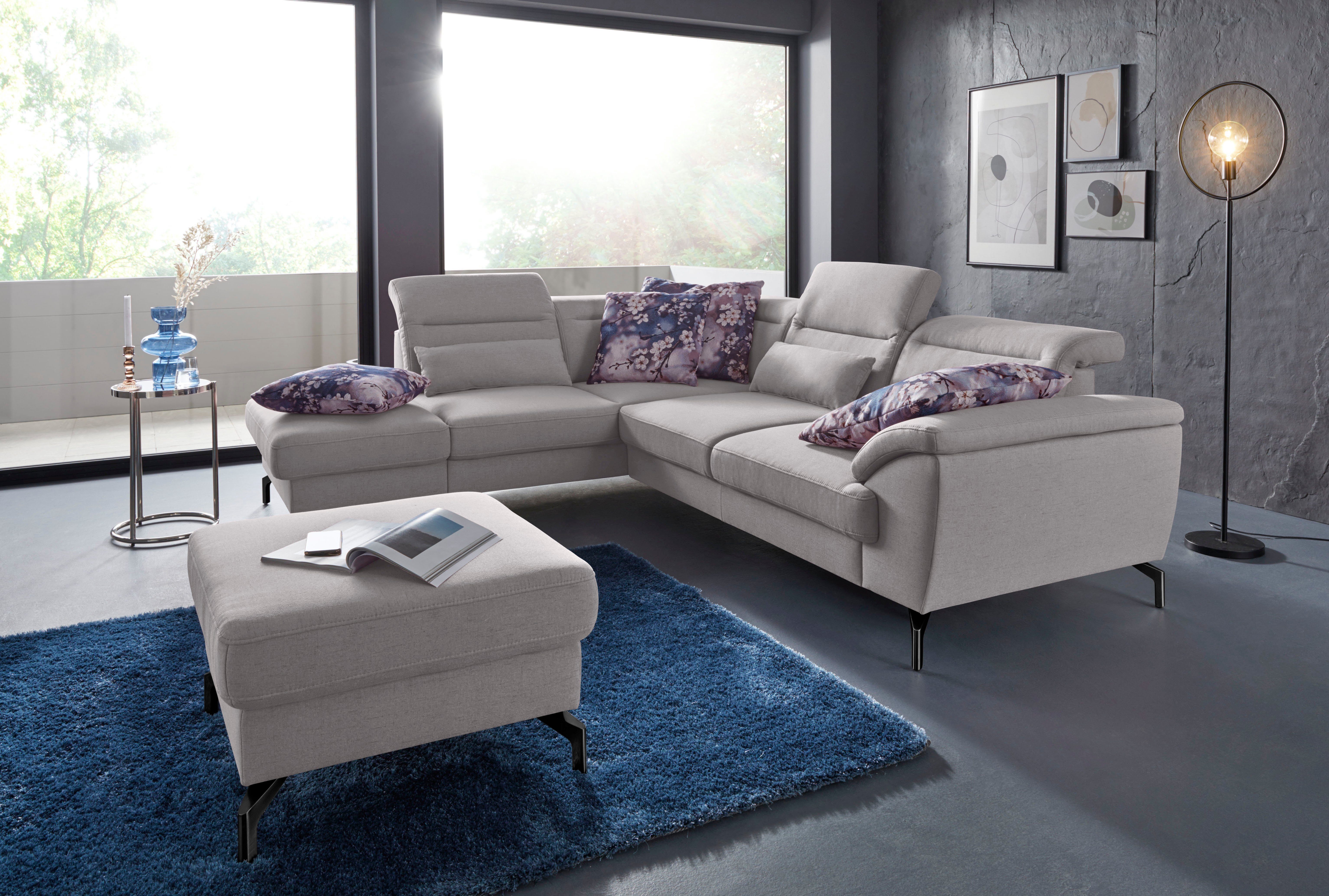 sit&more Hoekbank Percy L-vorm 15 cm poothoogte, zitdiepteverstelling, naar keuze in 2 pootkleuren