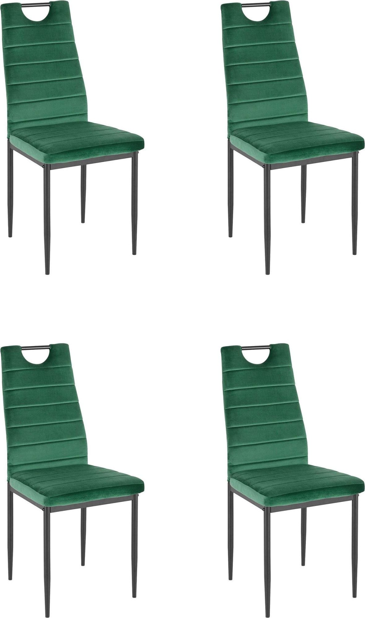 INOSIGN Eethoek Silvi-Mandy Glazen tafel 110x110 cm met 4 stoelen (velours stof), frame van metaal (set, 5-delig)