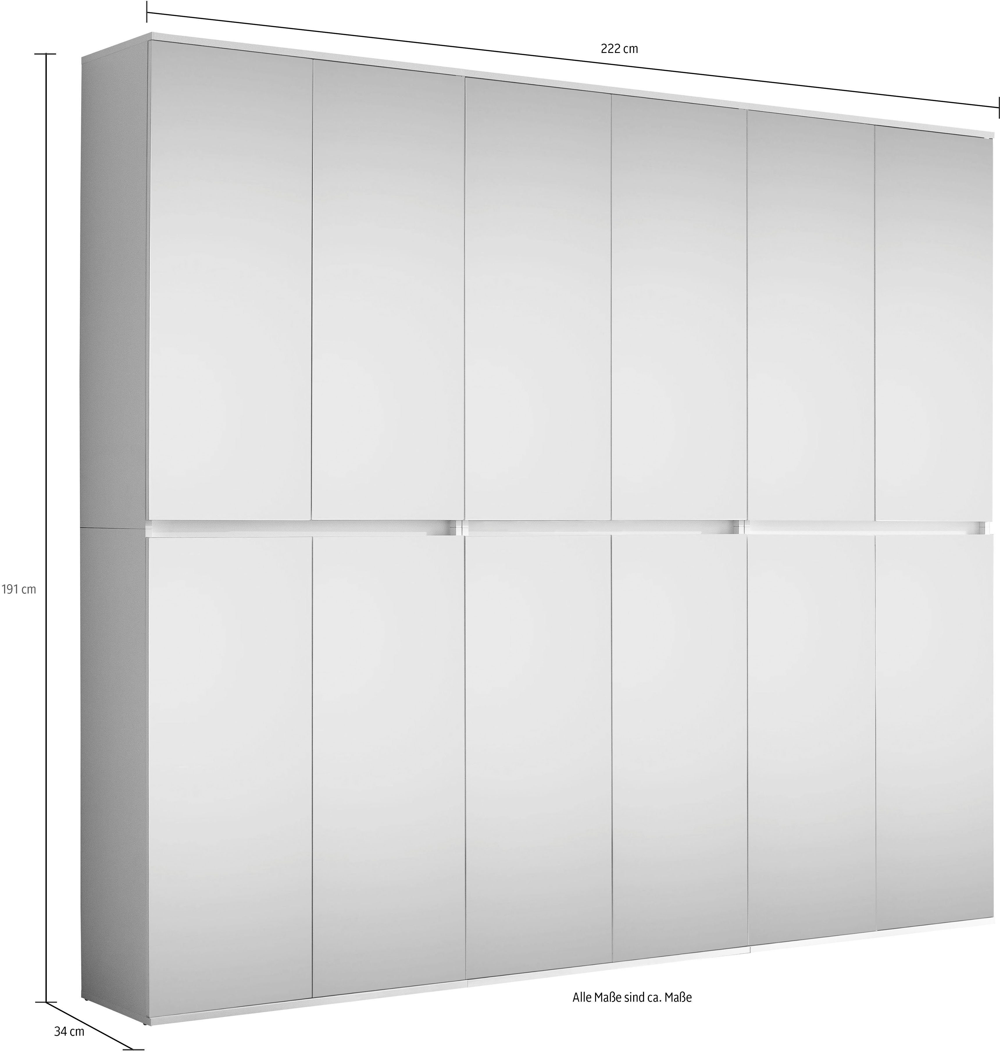 INOSIGN Halmeubelset Malcesine 3 multifunctionele kasten met spiegelglasfronten - (b/d/h) 222/34/191 cm (3-delig)