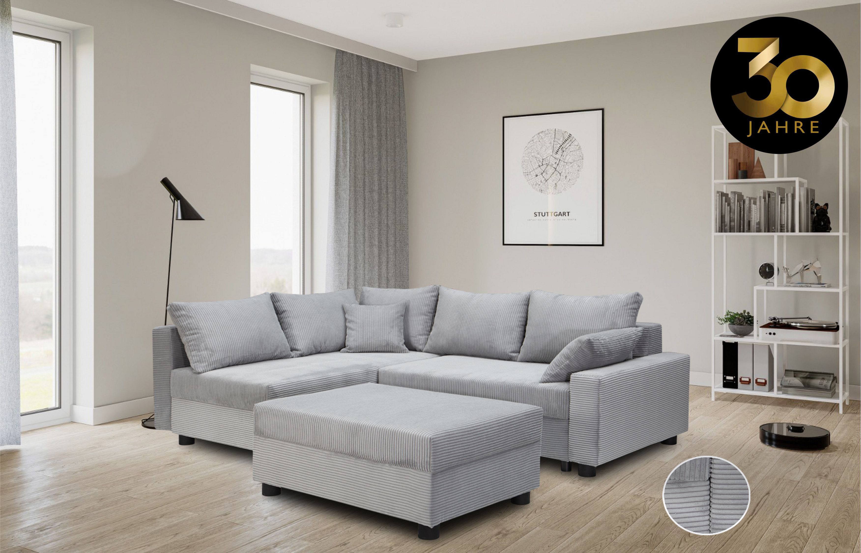 COLLECTION AB Hoekbank Parma L-vorm met slaapfunctie en bedlade, inclusief kussens, bonell-federkern