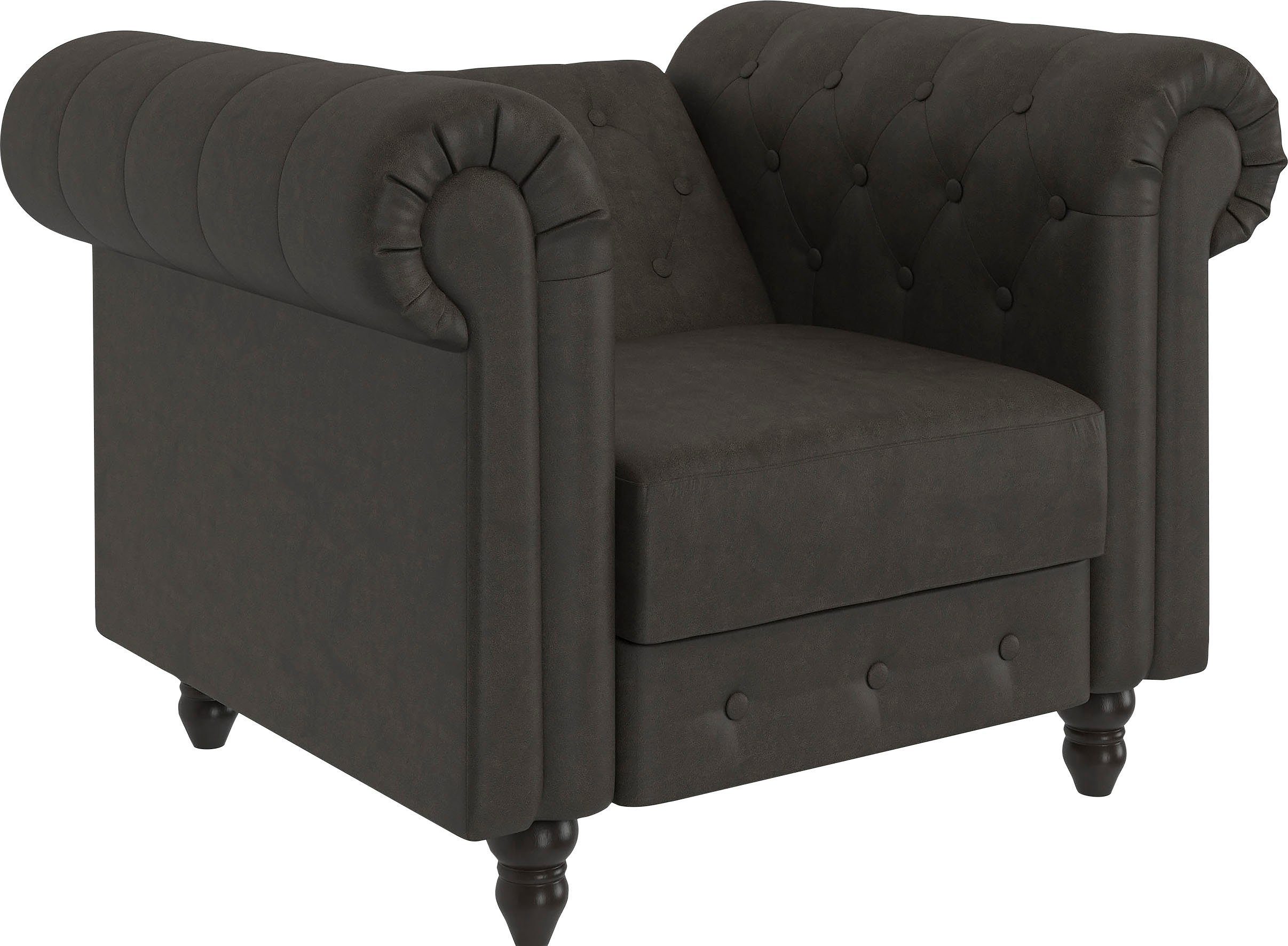 Dorel Home Chesterfield-fauteuil Felix met rugleuning 3-voudig verstelbaar, benen massief hout, zithoogte 46 cm