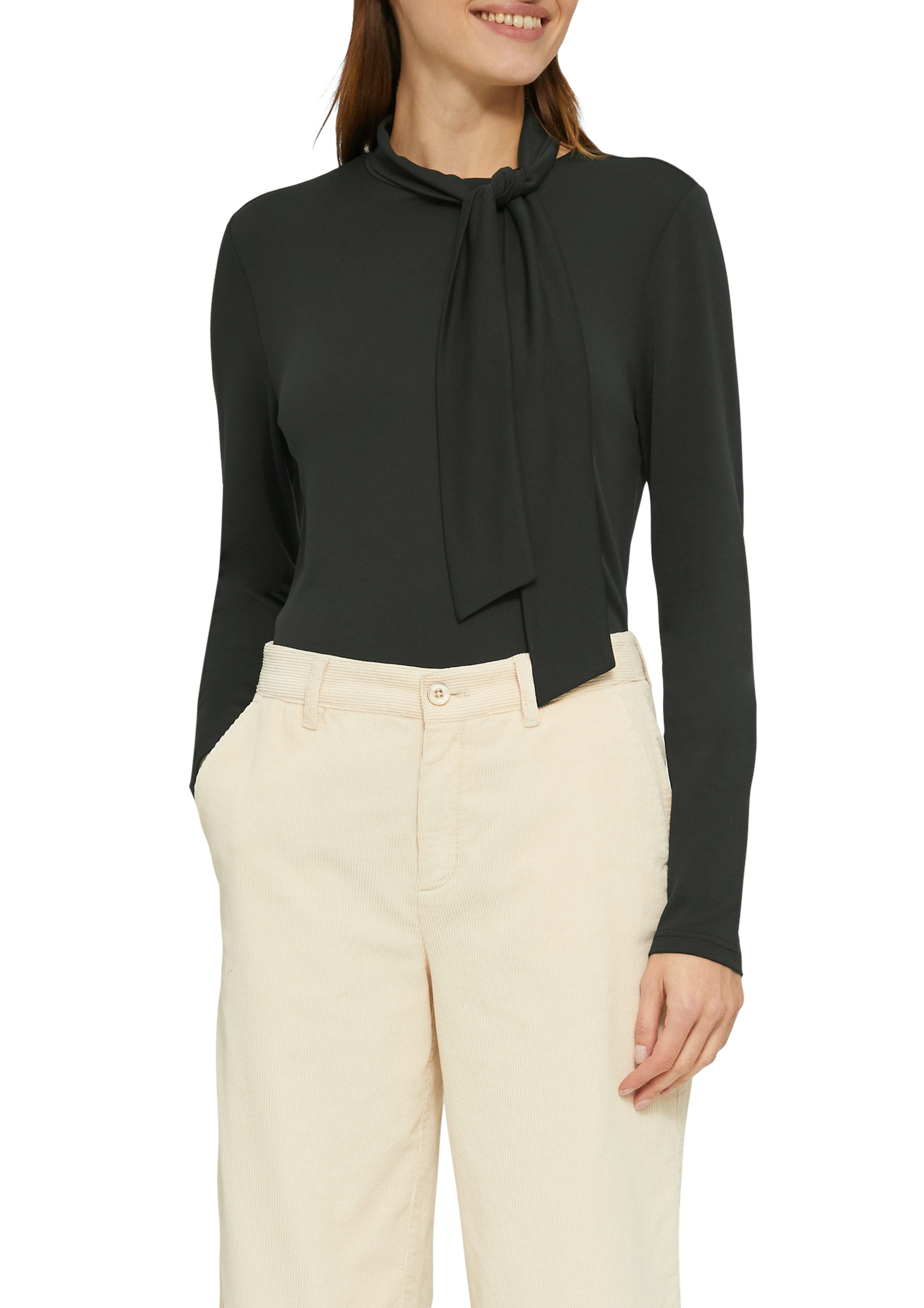 s.Oliver Shirt met lange mouwen met decoratieve strik dames longsleeves maat 42 zwart