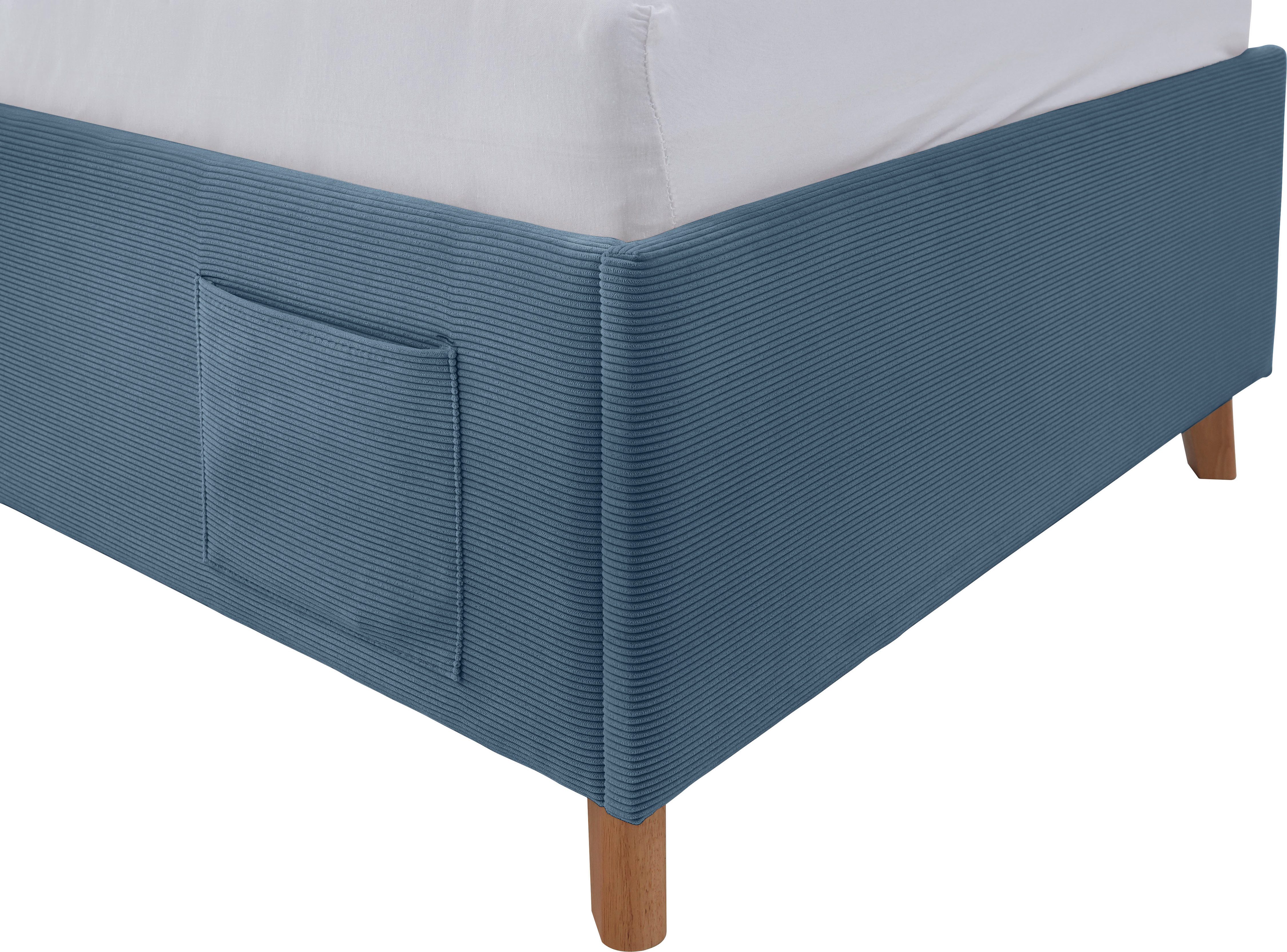 meise.möbel Kinderledikant Blauw Bekleed bed naar keuze met bedkist, tienerbed inclusief USB-aansluiting
