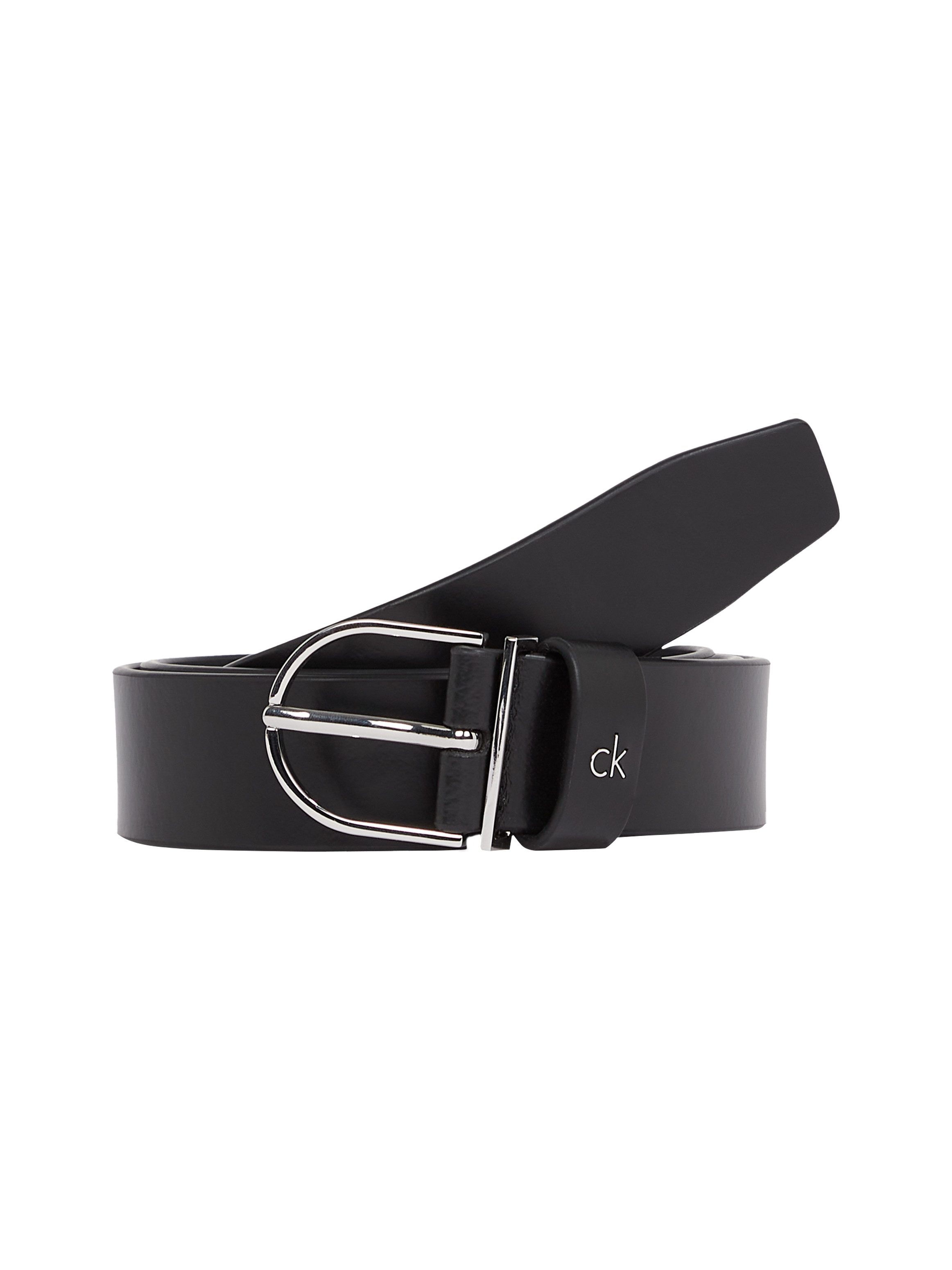 Calvin Klein Leren riem CK METAL LOOP RND BUCKLE 3.0 Logoschrift, eenvoudige doornsluiting