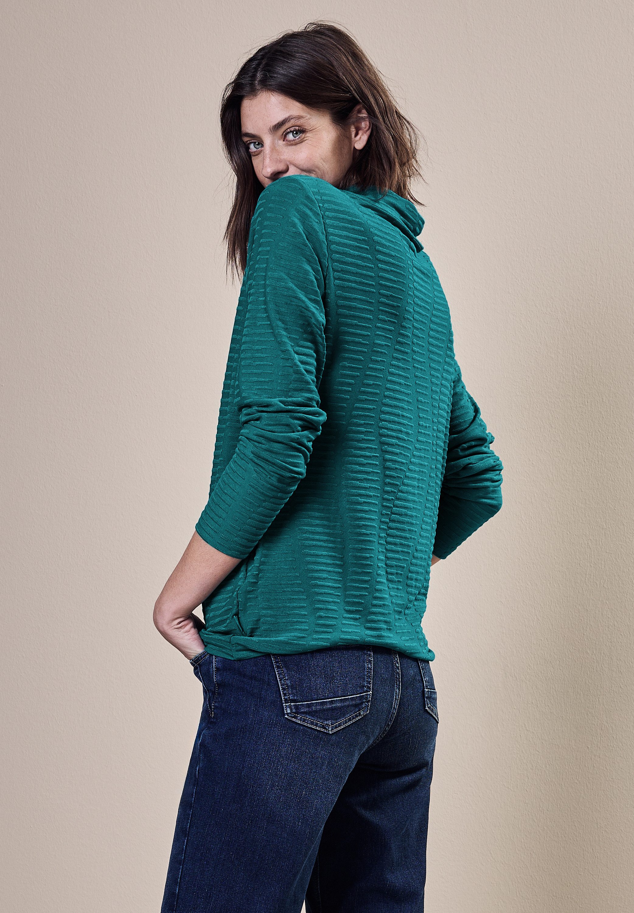 Cecil Shirt met lange mouwen met structuurmotief