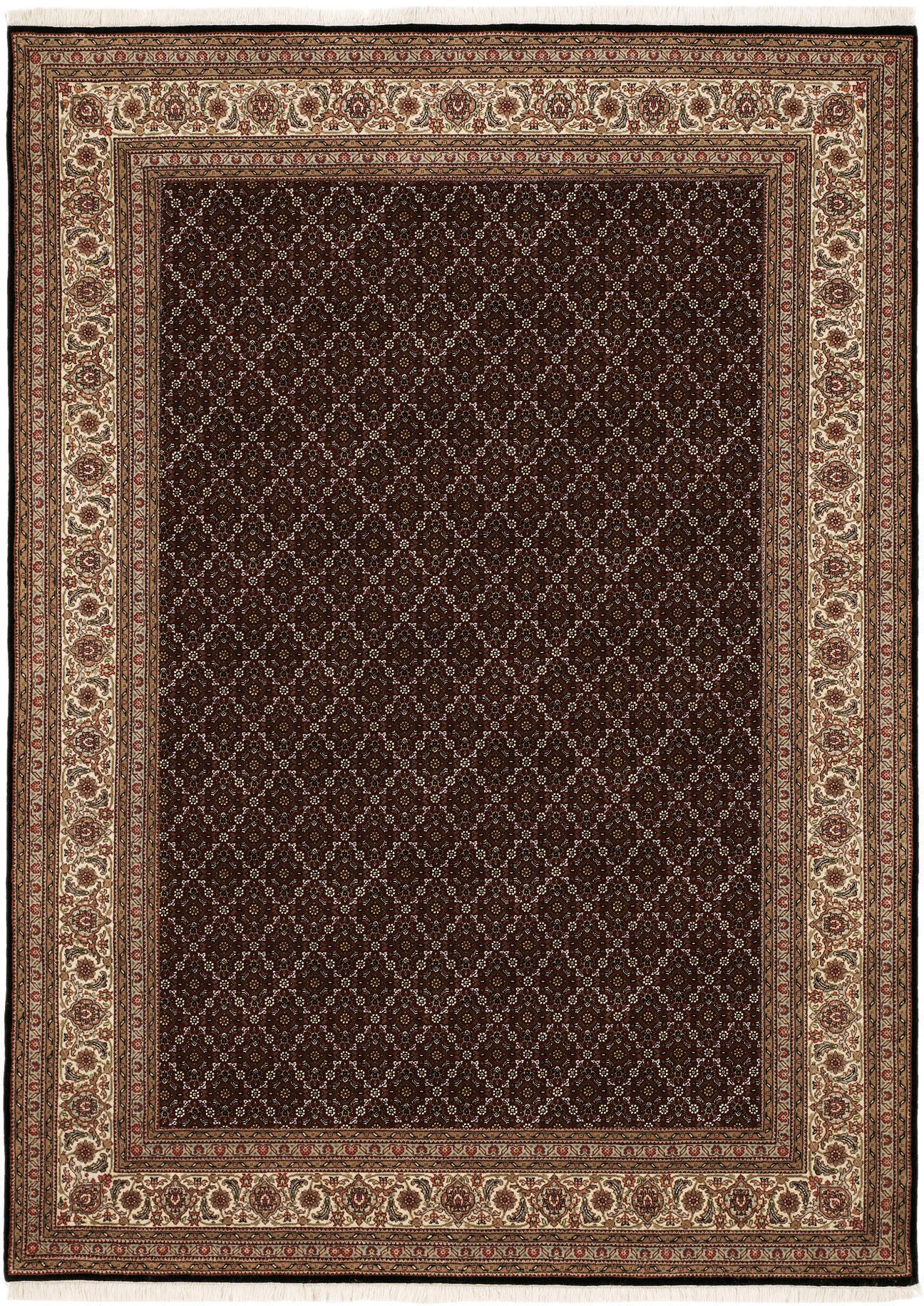 OCI DIE TEPPICHMARKE Oosters tapijt Cavari Herati met de hand geknoopt, met franje, woonkamer, slaapkamer oosterse vloerkleden maat 200x300 cm zwart