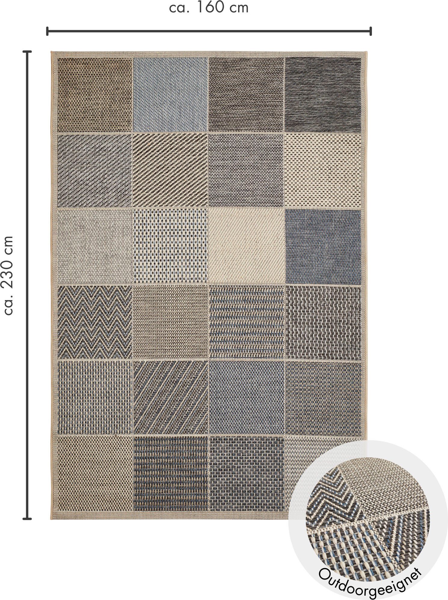 Andiamo Vloerkleed Clyde 2 Platweefsel, patchworkdesign, geschikt voor binnen en buiten, woonkamer