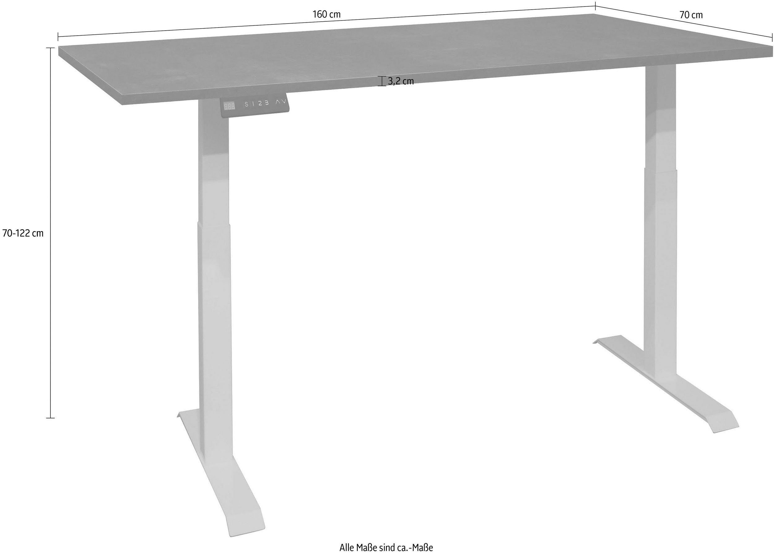 Mäusbacher Bureau Big System Office Breedte 160 cm, elektrisch in hoogte verstelbaar