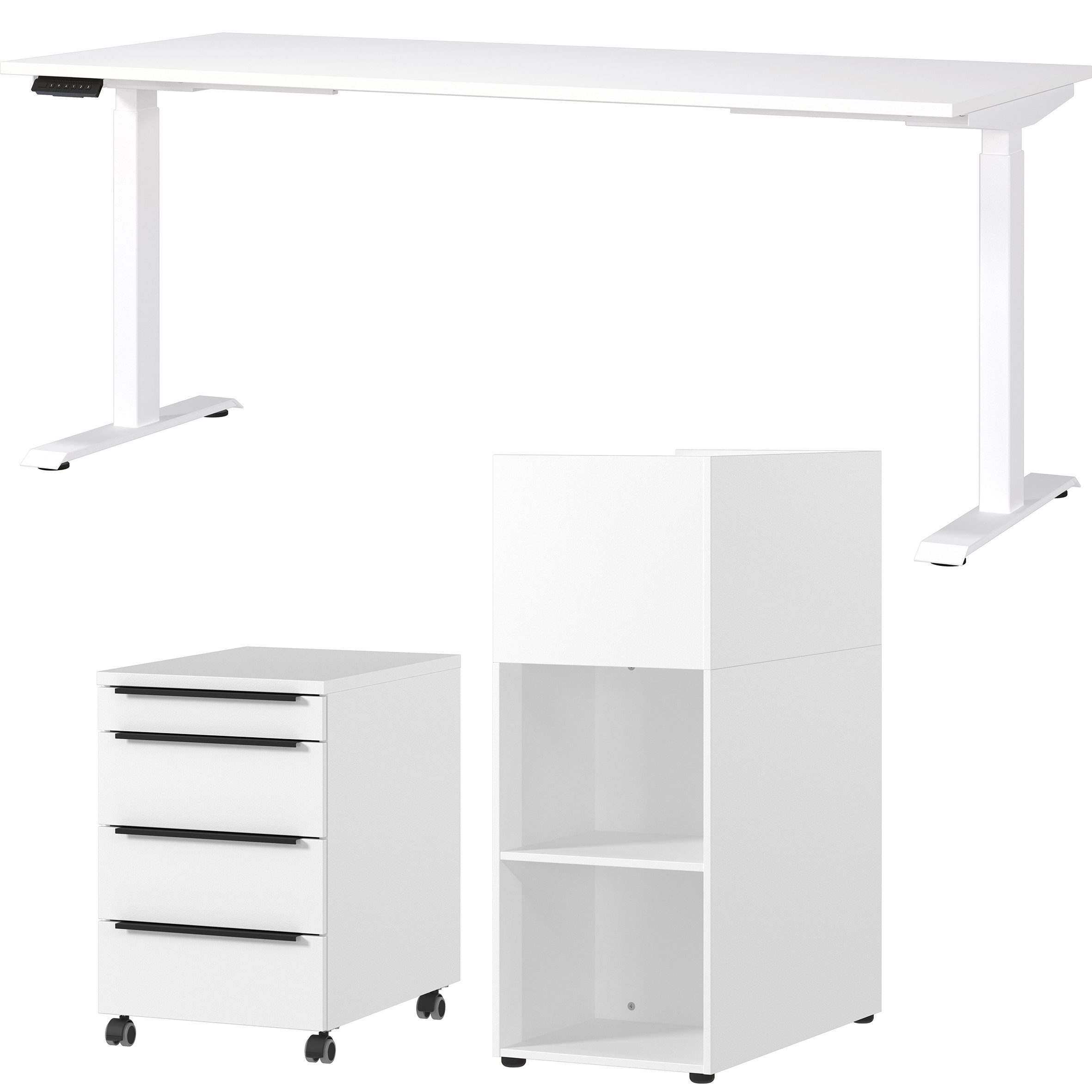 GERMANIA Kantoormeubelset Milaan incl. bureau, kastje op wieltjes en roomdivider (3-delig) kantoorsets wit