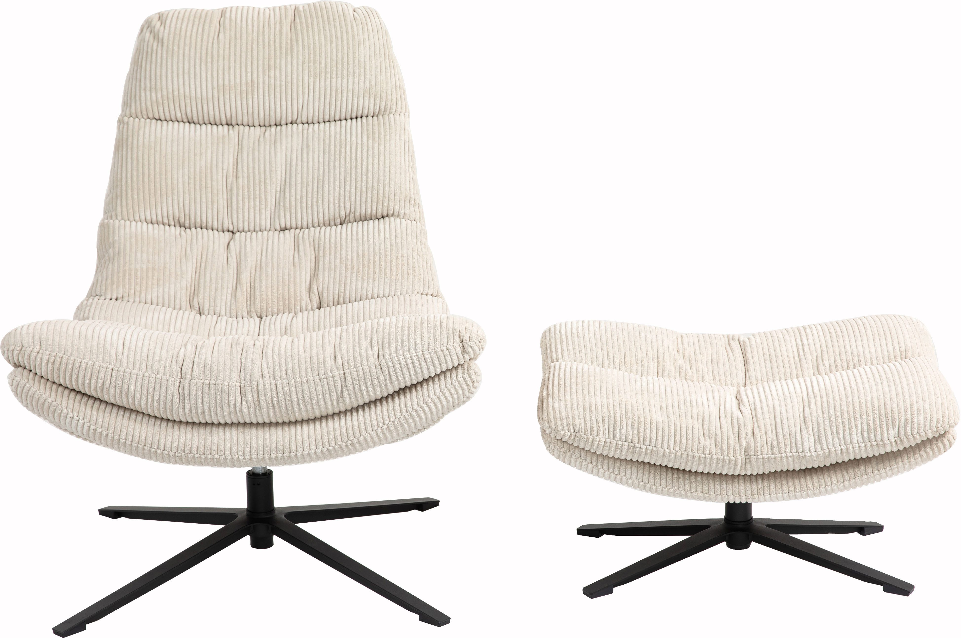 Duo Collection Relaxfauteuil PORTO 360° draaibaar, dubbele bekleding, met poef, tot 115 kg belastbaar