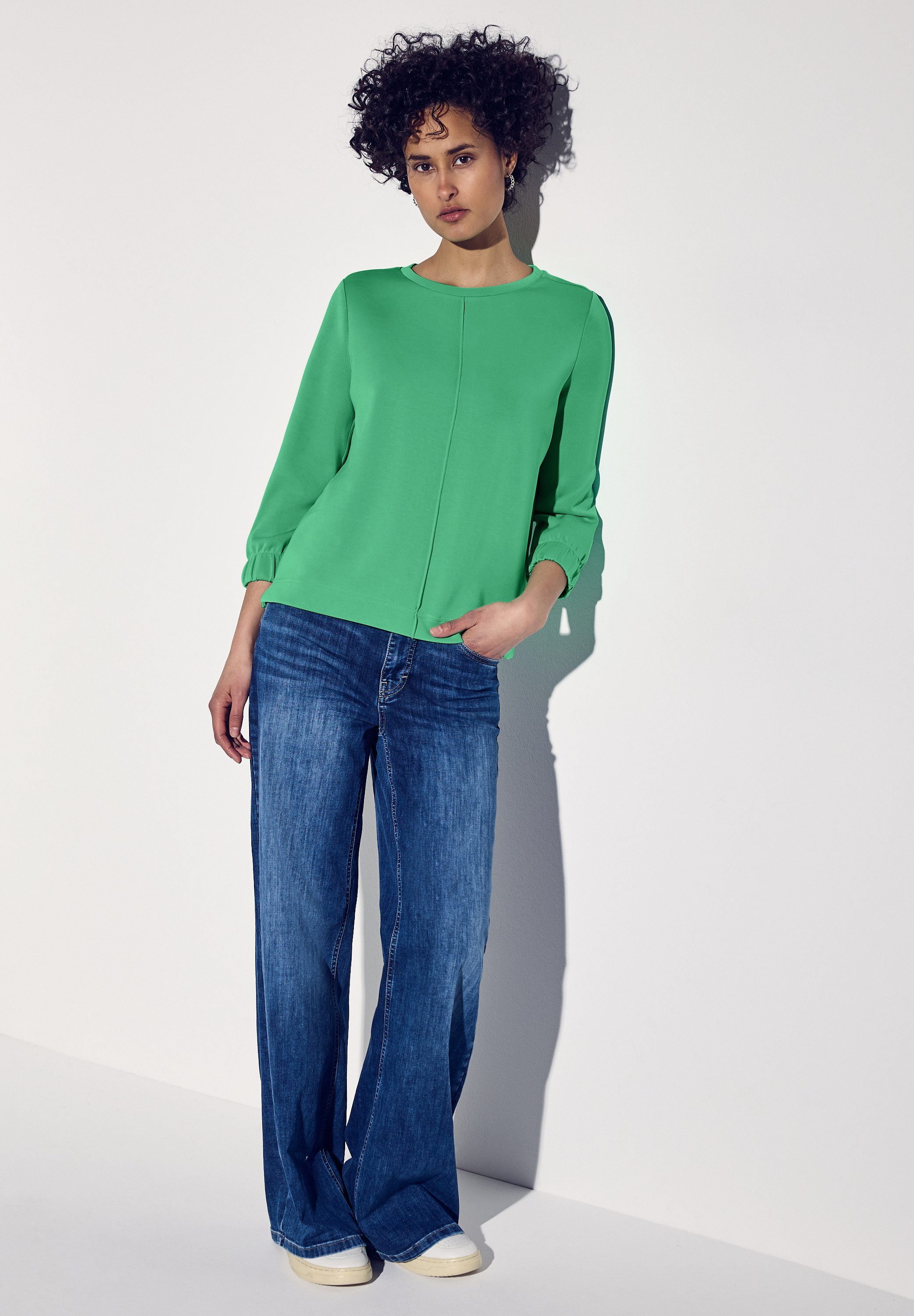 STREET ONE Sweater met 3/4-mouwen met elastische manchetten